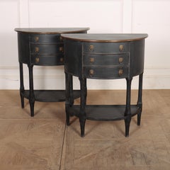 Pair of Dutch Demi-Lune Bedside Tables / Console Tables