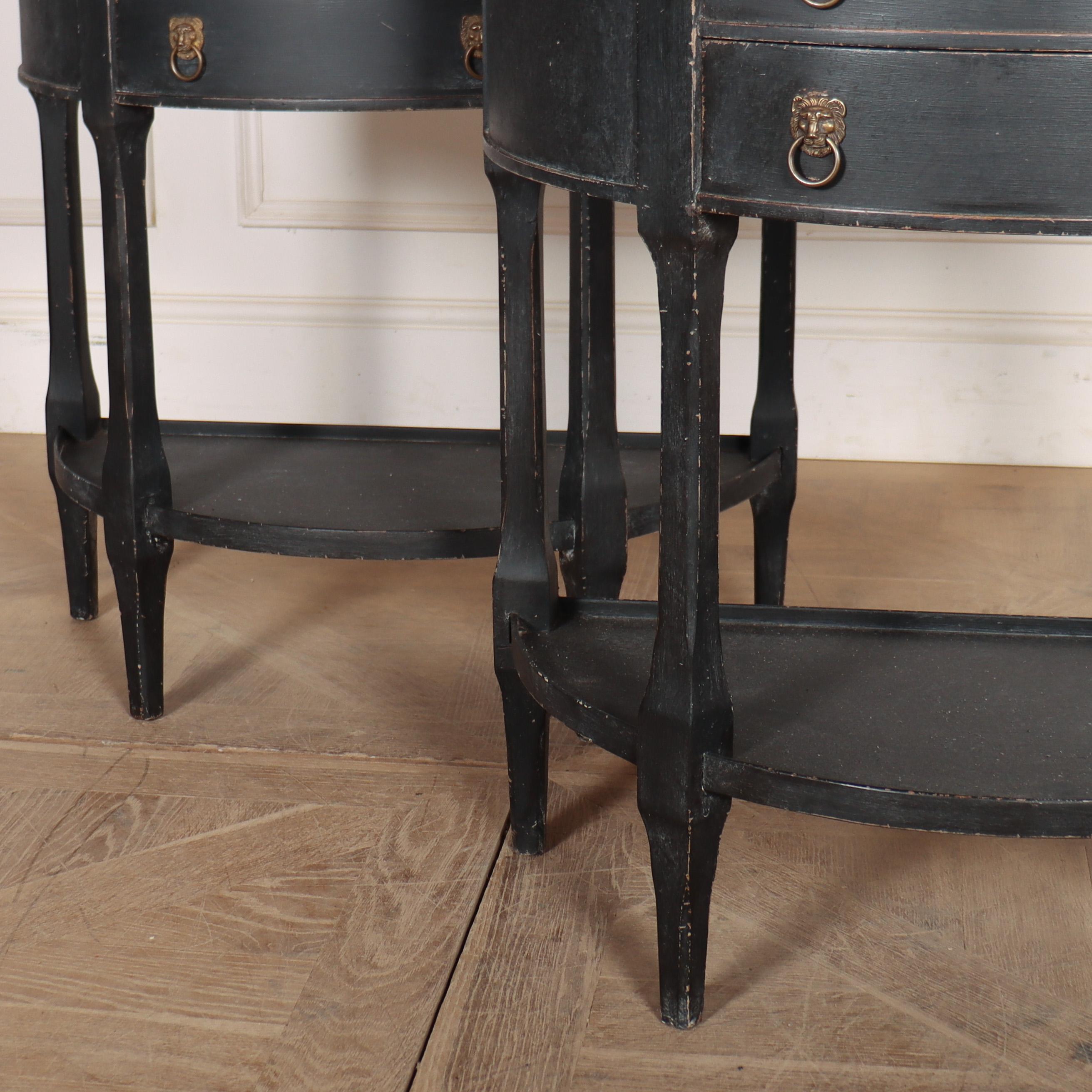 Pair of Dutch Demi-Lune Bedside Tables / Console Tables In Good Condition For Sale In Leamington Spa, Warwickshire