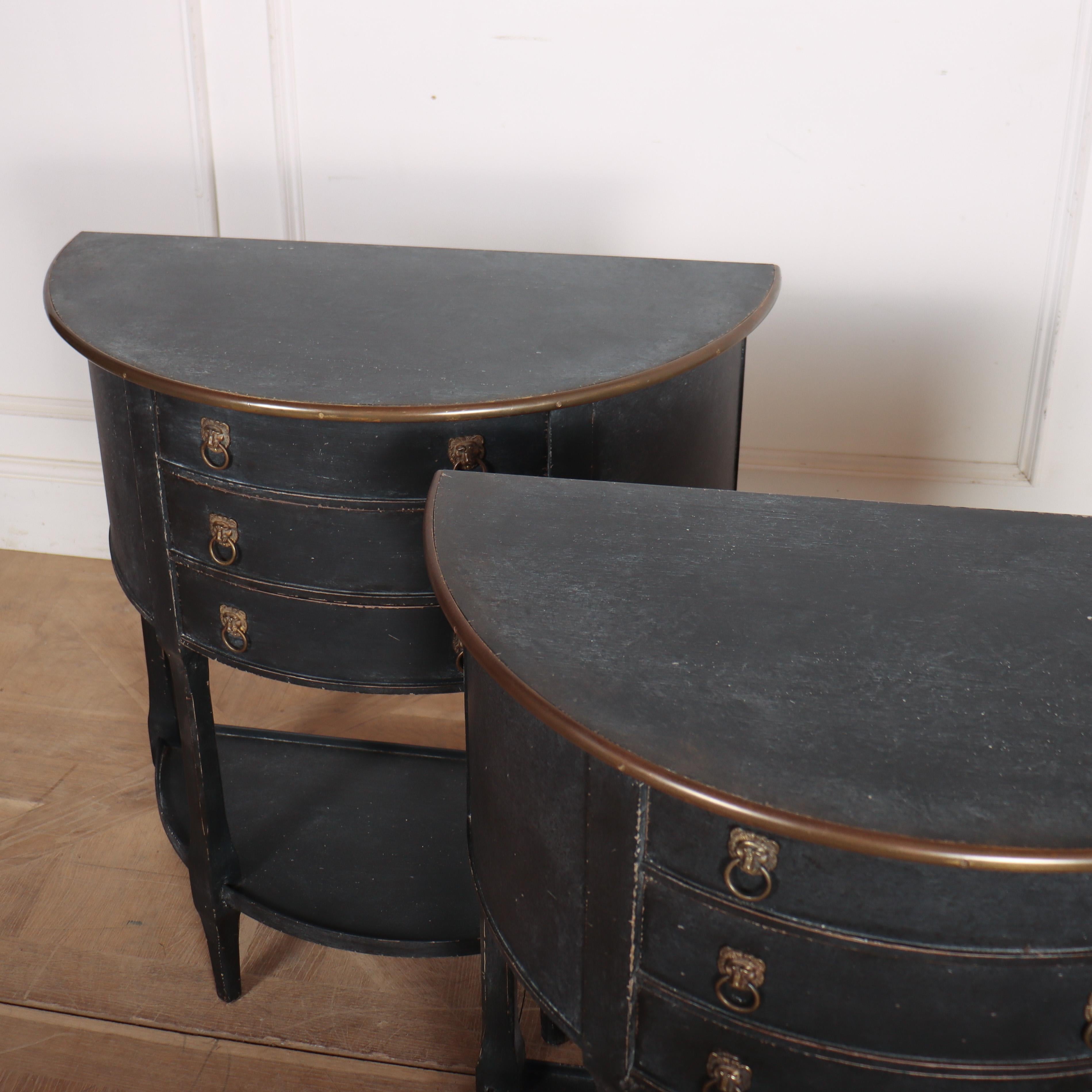 Pair of Dutch Demi-Lune Bedside Tables / Console Tables For Sale 2