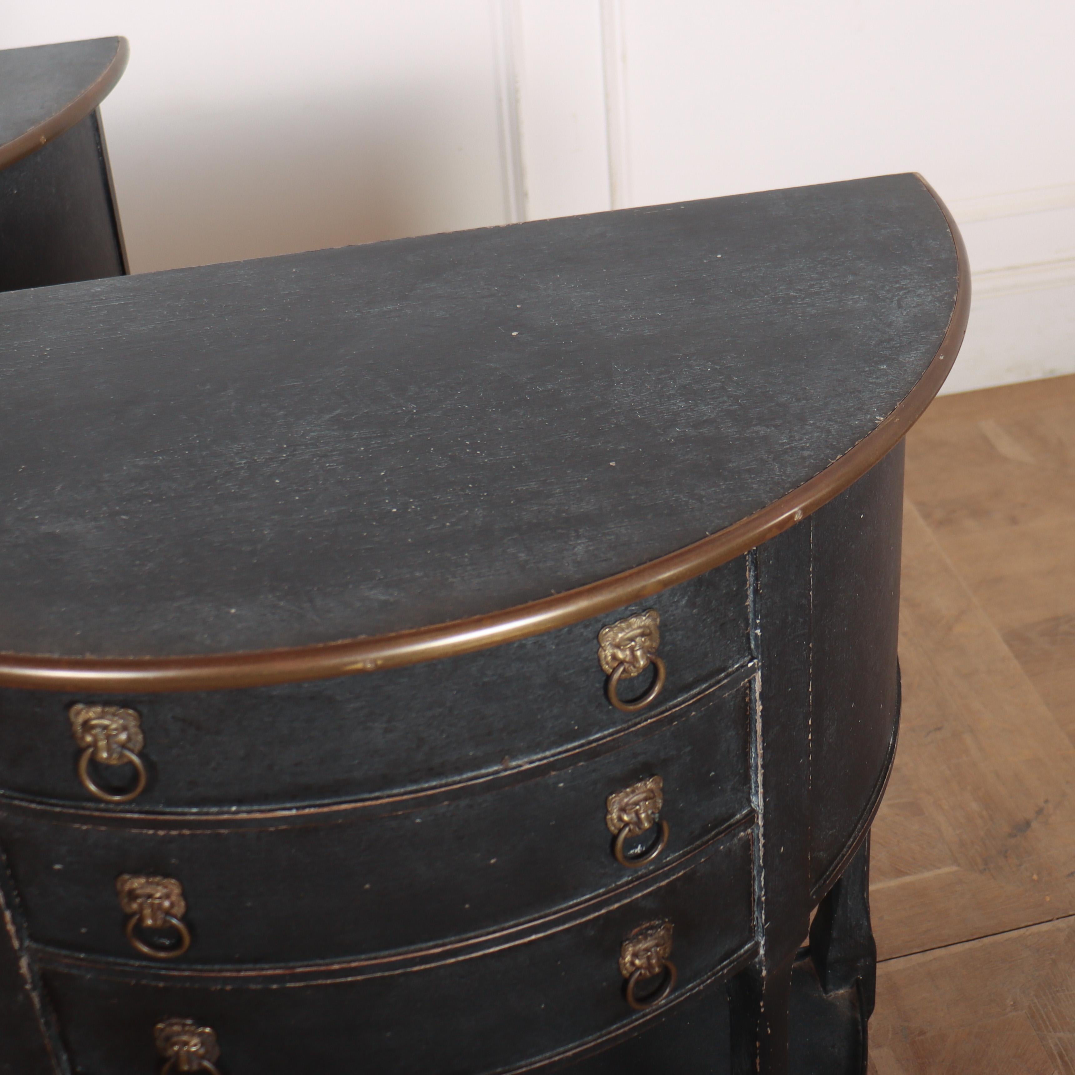 Pair of Dutch Demi-Lune Bedside Tables / Console Tables For Sale 3