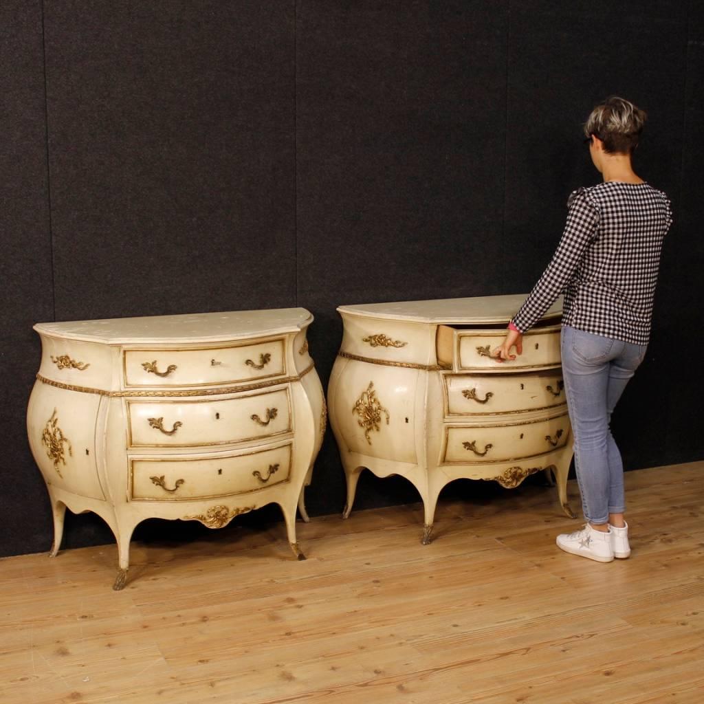 Pair of Dutch Dressers in Lacquered and Giltwood from 20th Century 8