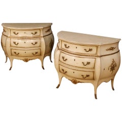 Pair of Dutch Dressers in Lacquered and Giltwood from 20th Century