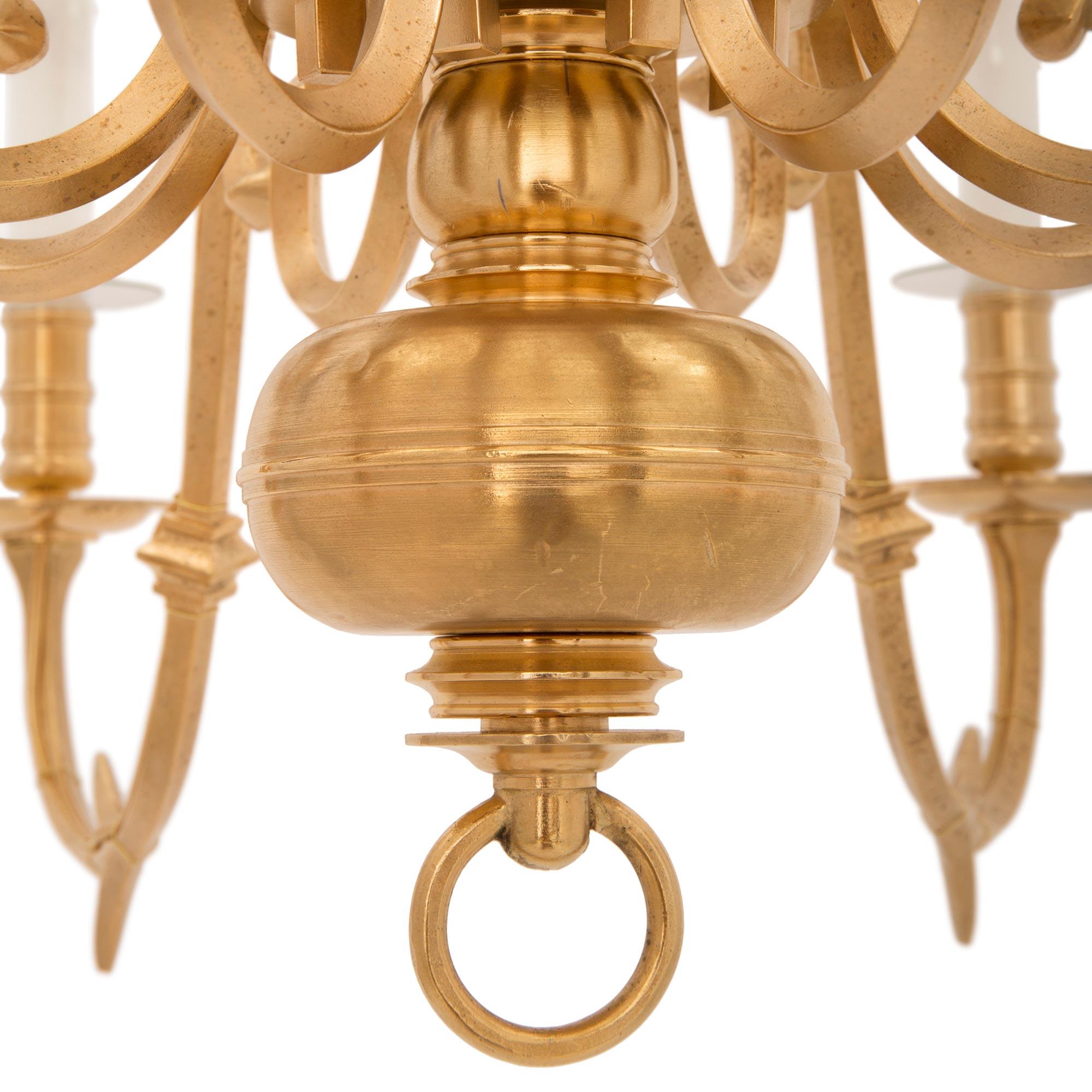Pair of Dutch Early 19th Century Ormolu Chandeliers For Sale 3
