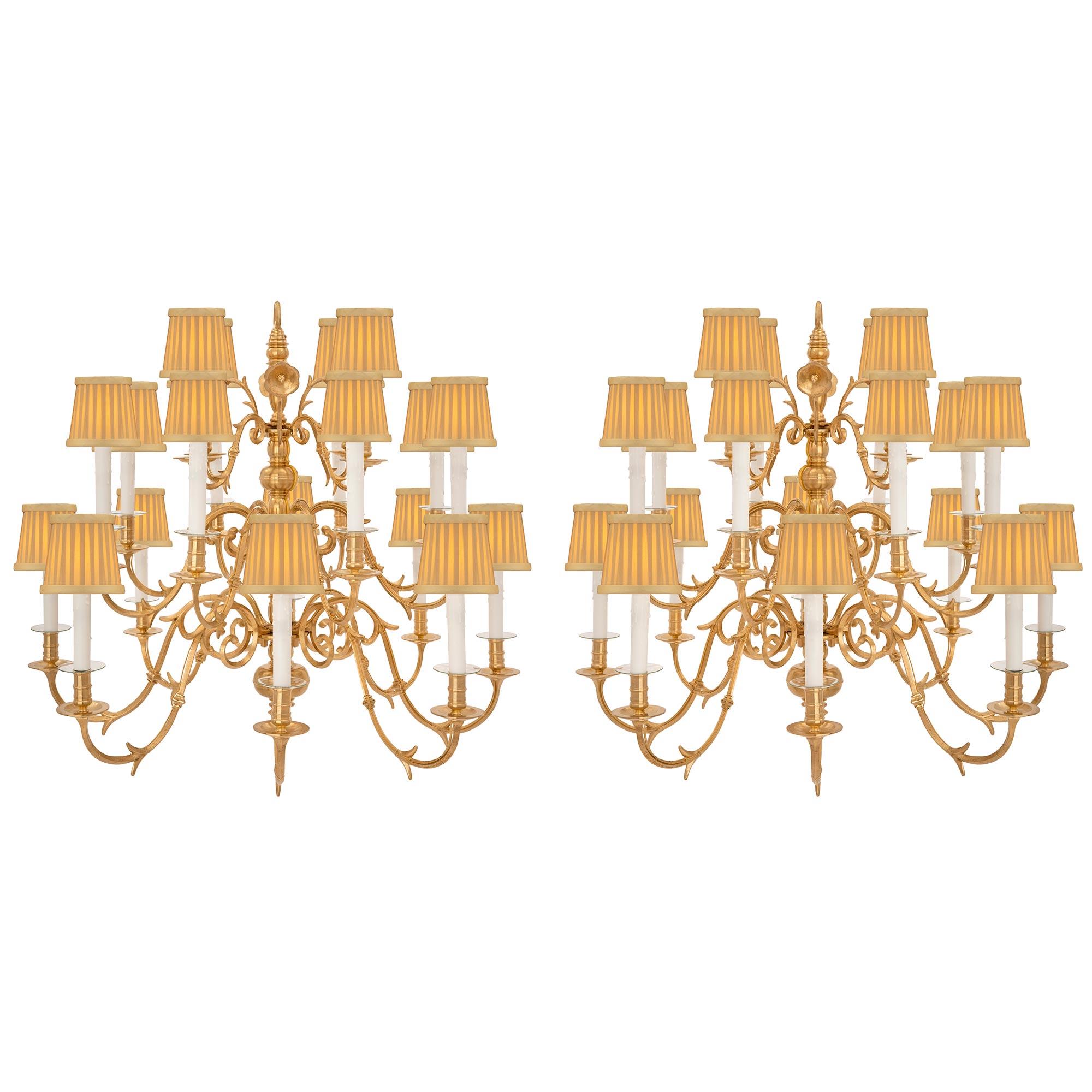 Pair of Dutch Early 19th Century Ormolu Chandeliers For Sale