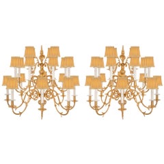 Pair of Dutch Early 19th Century Ormolu Chandeliers