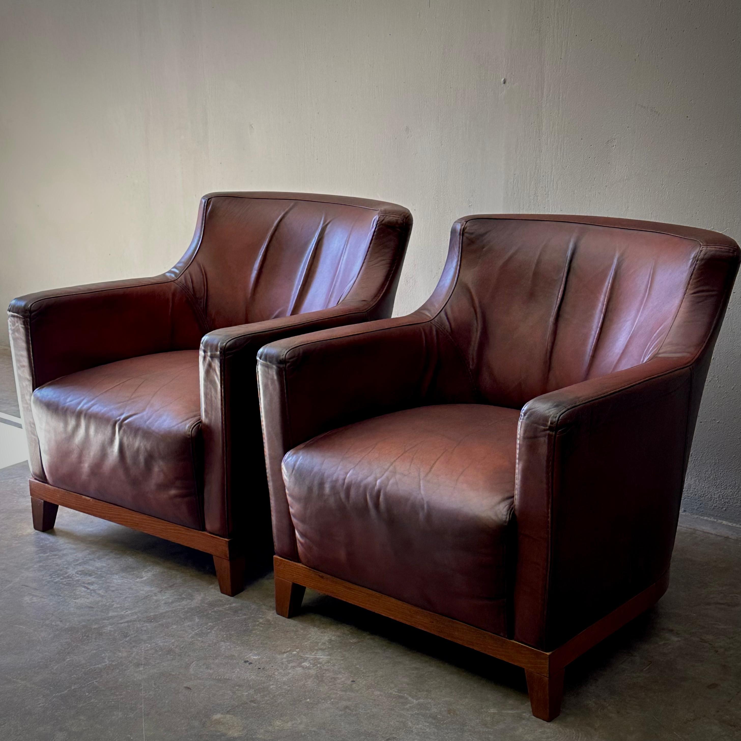 pair of leather armchairs