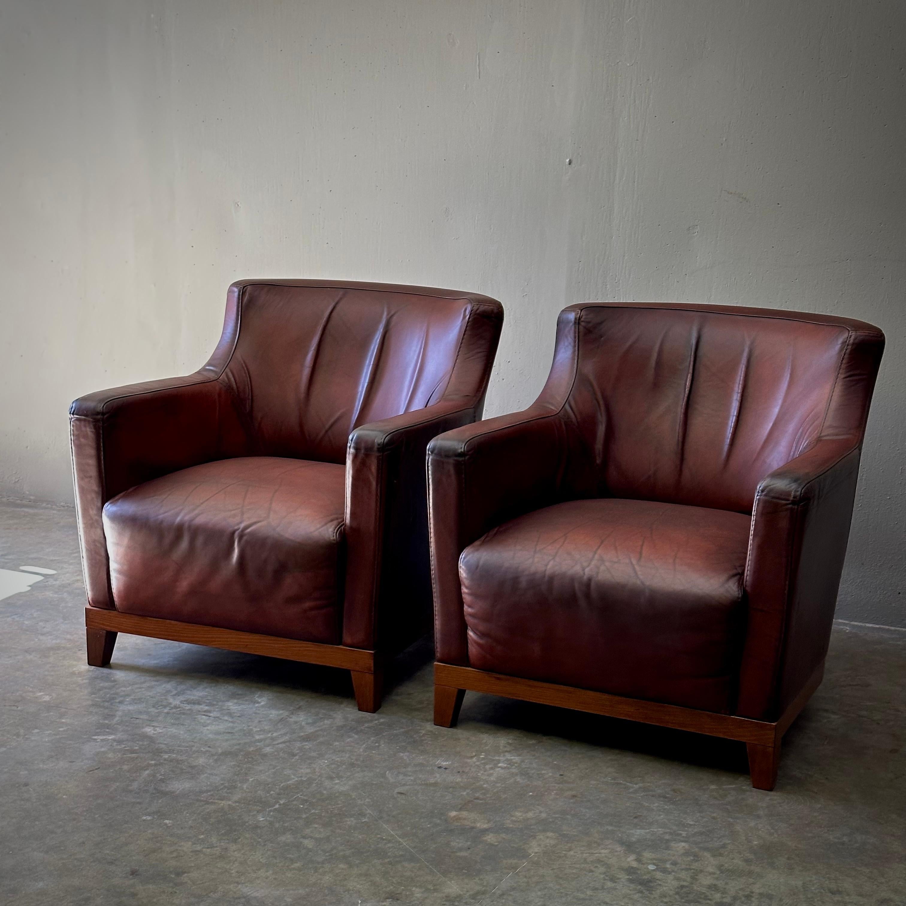 Pair of Dutch Leather Armchairs For Sale 1