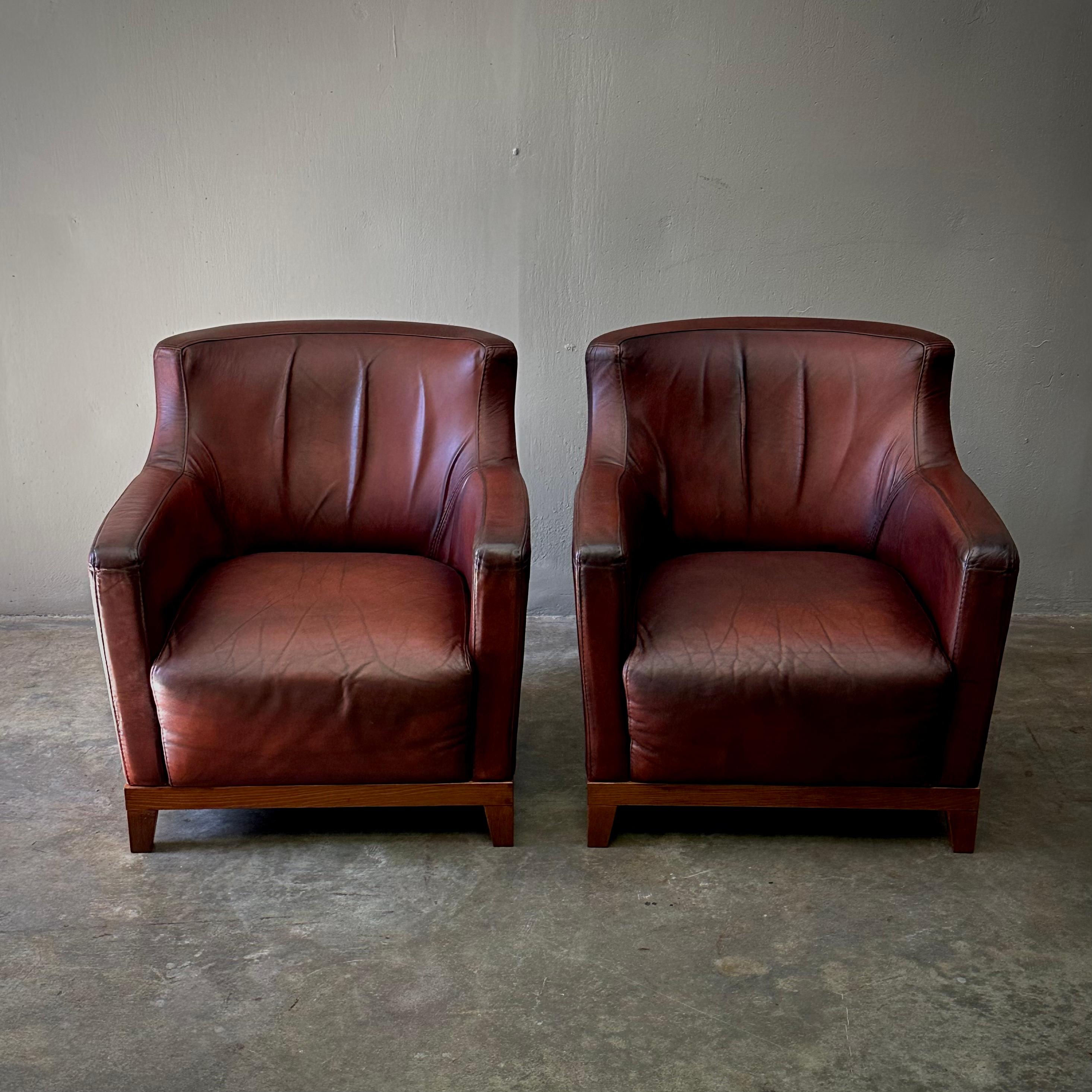 Pair of Dutch Leather Armchairs For Sale 2