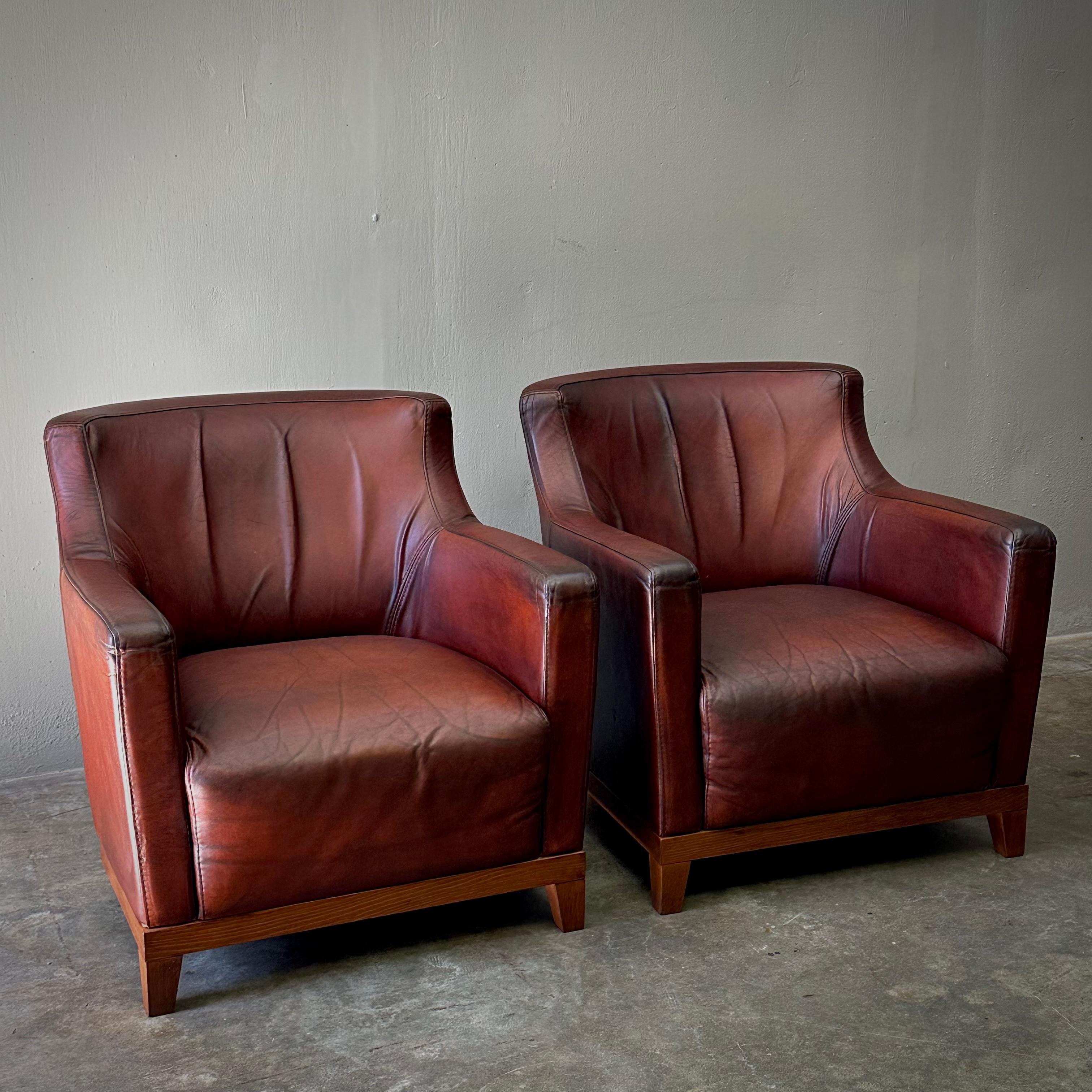 Pair of Dutch Leather Armchairs For Sale 3