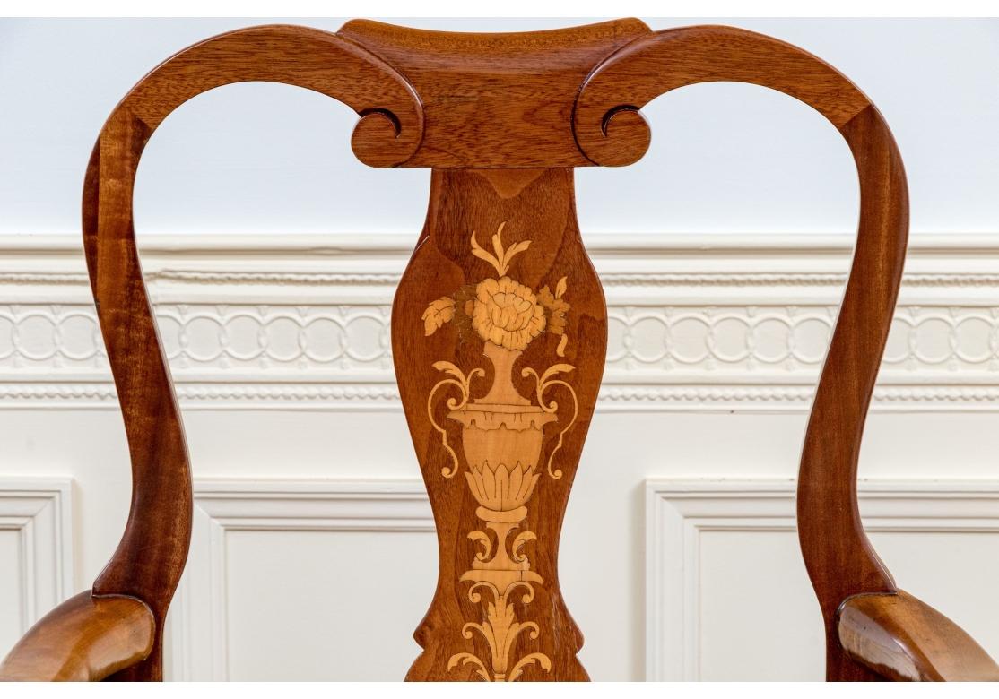 Tessuto Coppia di poltrone a crocchia di pastore olandesi intarsiate da restaurare in vendita