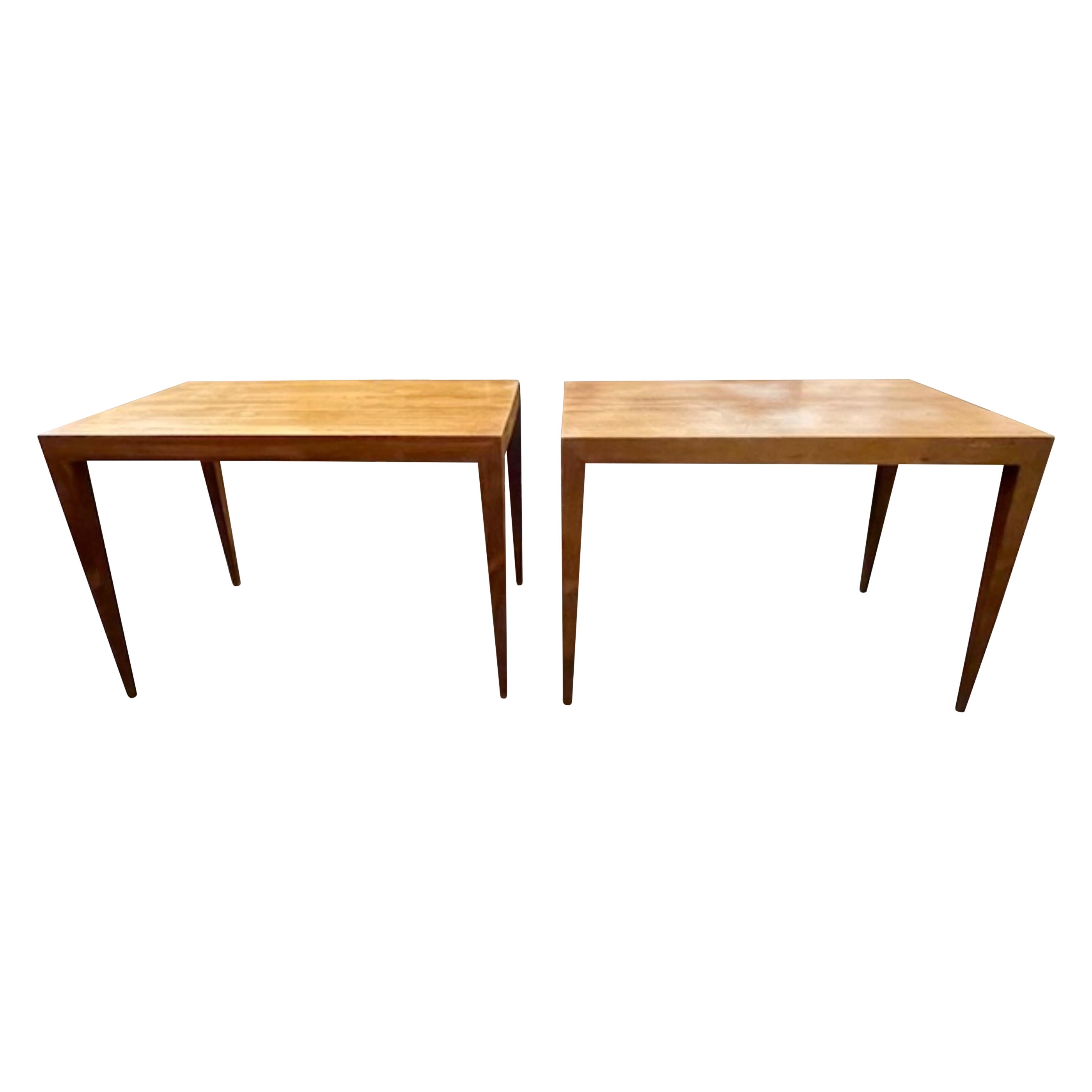 Pair of Dutch MCM Oak Side Tables For Sale