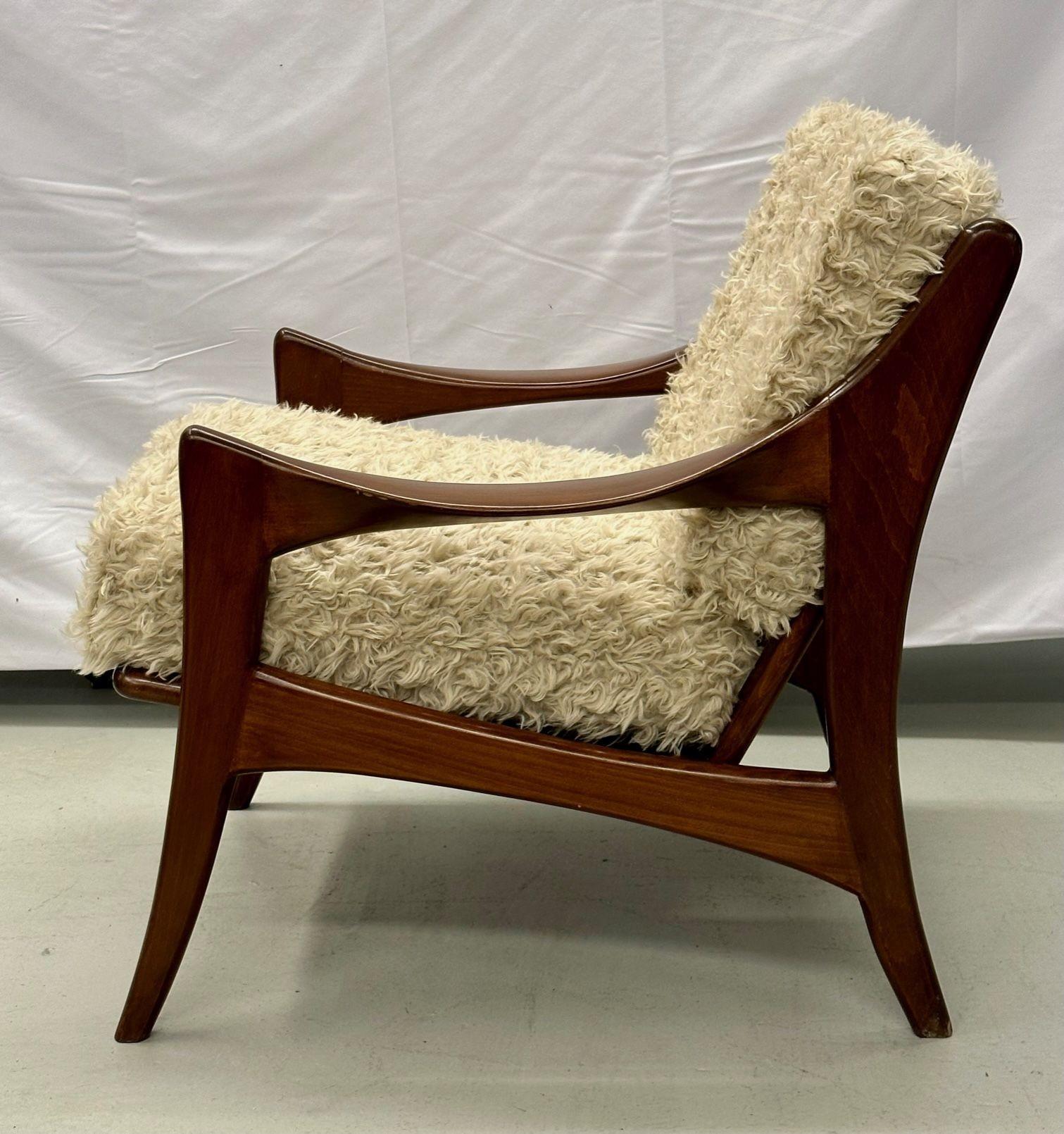 Pair of Dutch Mid-Century Modern Style Arm / Lounge Chairs, Teak, Brass For Sale 3