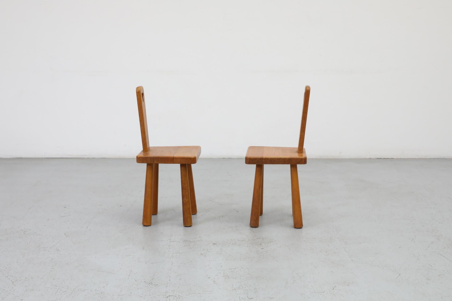 Pair of Dutch Mid-Century Oak Mini Pierre Chapo Style Fireside Chairs, 1960s 5