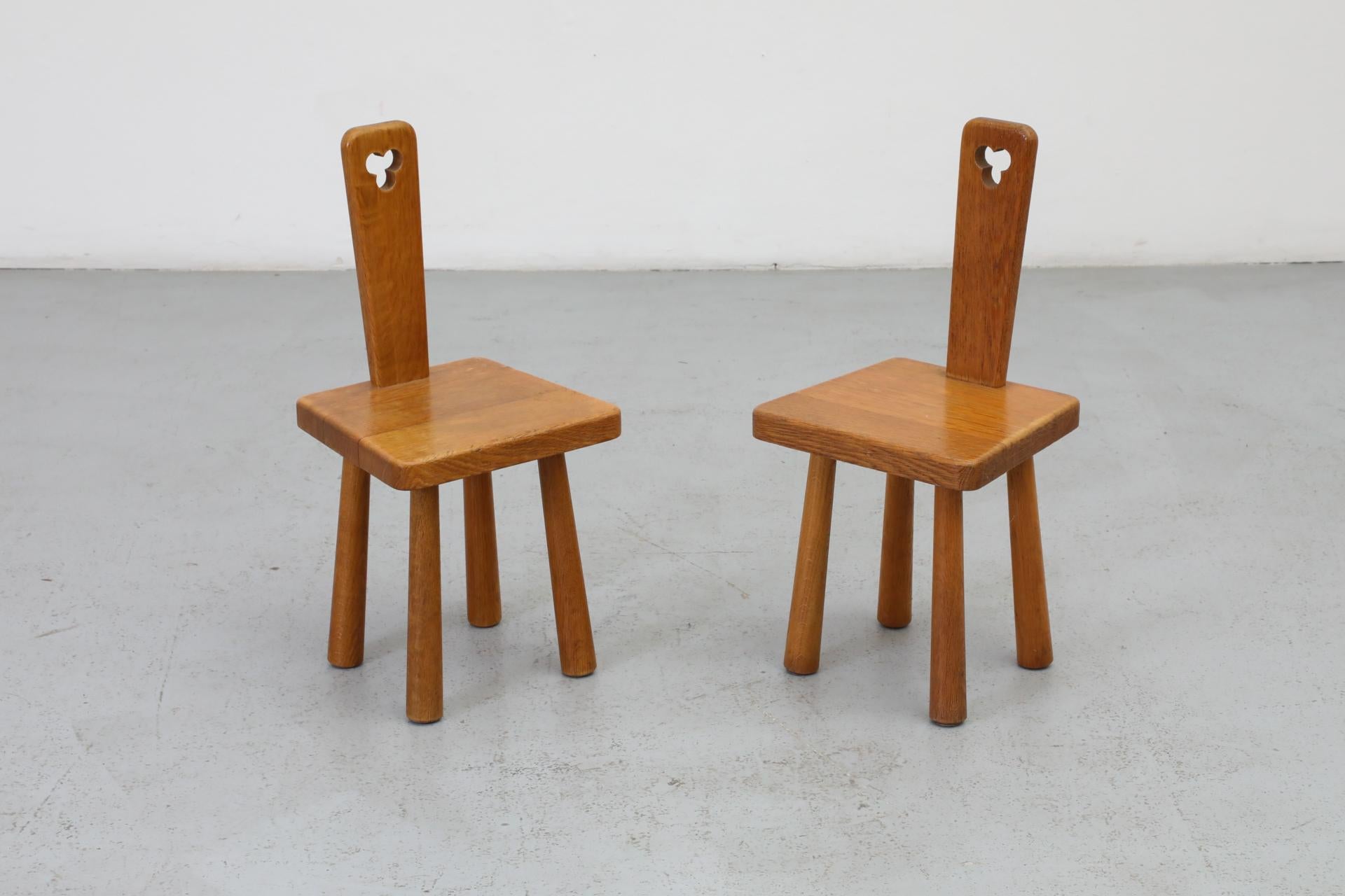 Pair of Dutch Mid-Century Oak Mini Pierre Chapo Style Fireside Chairs, 1960s 6