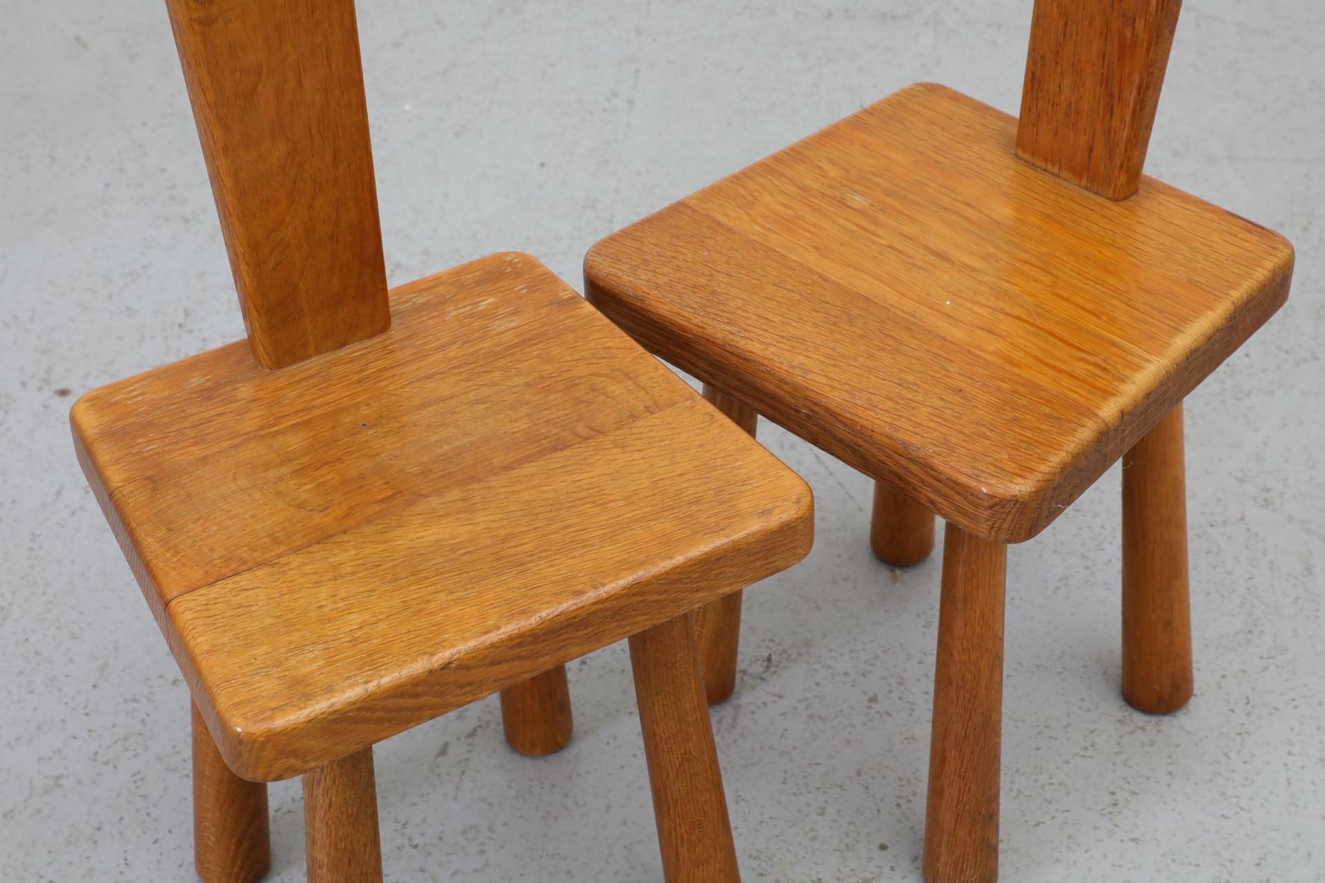 Pair of Dutch Mid-Century Oak Mini Pierre Chapo Style Fireside Chairs, 1960s 8