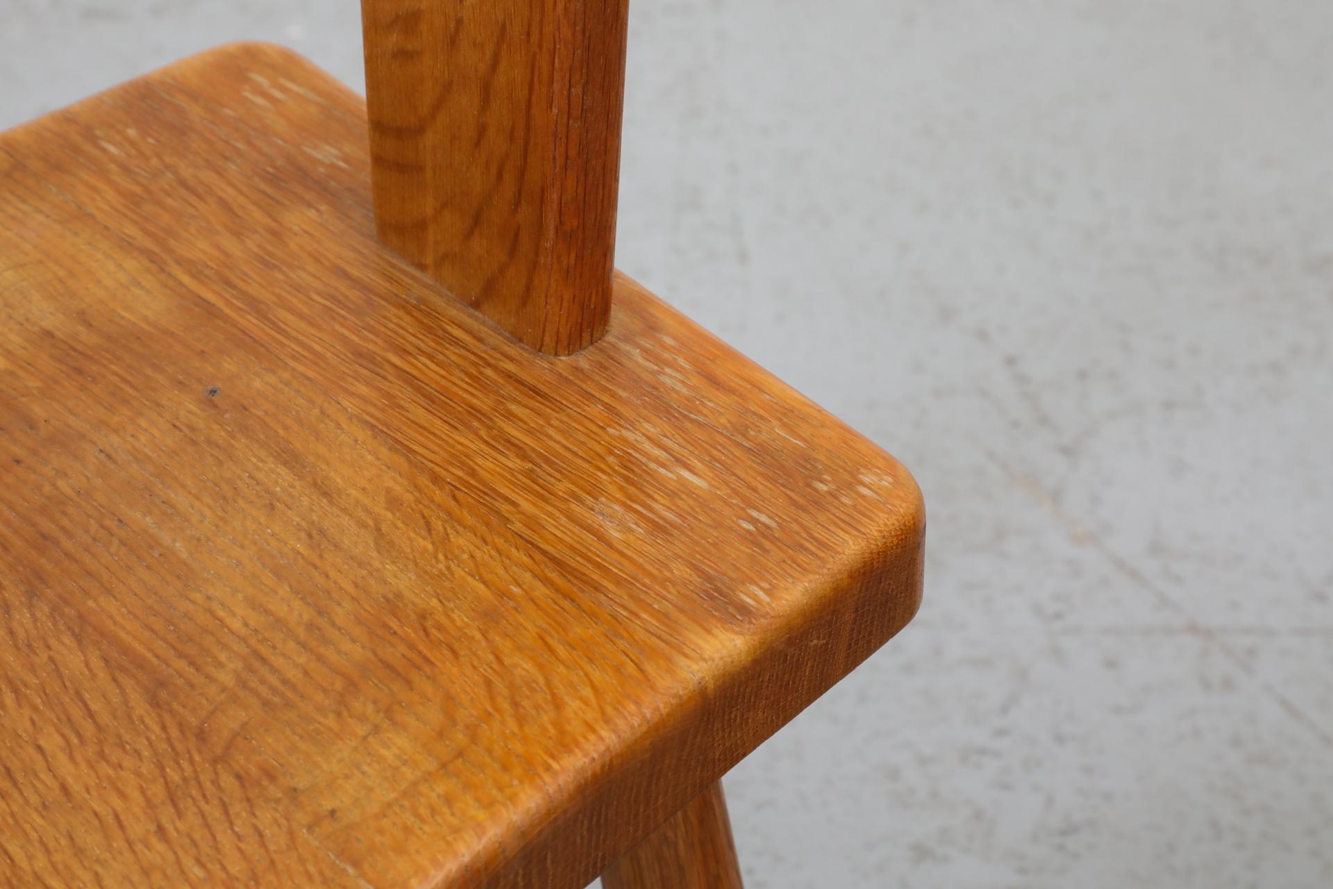 Pair of Dutch Mid-Century Oak Mini Pierre Chapo Style Fireside Chairs, 1960s 11