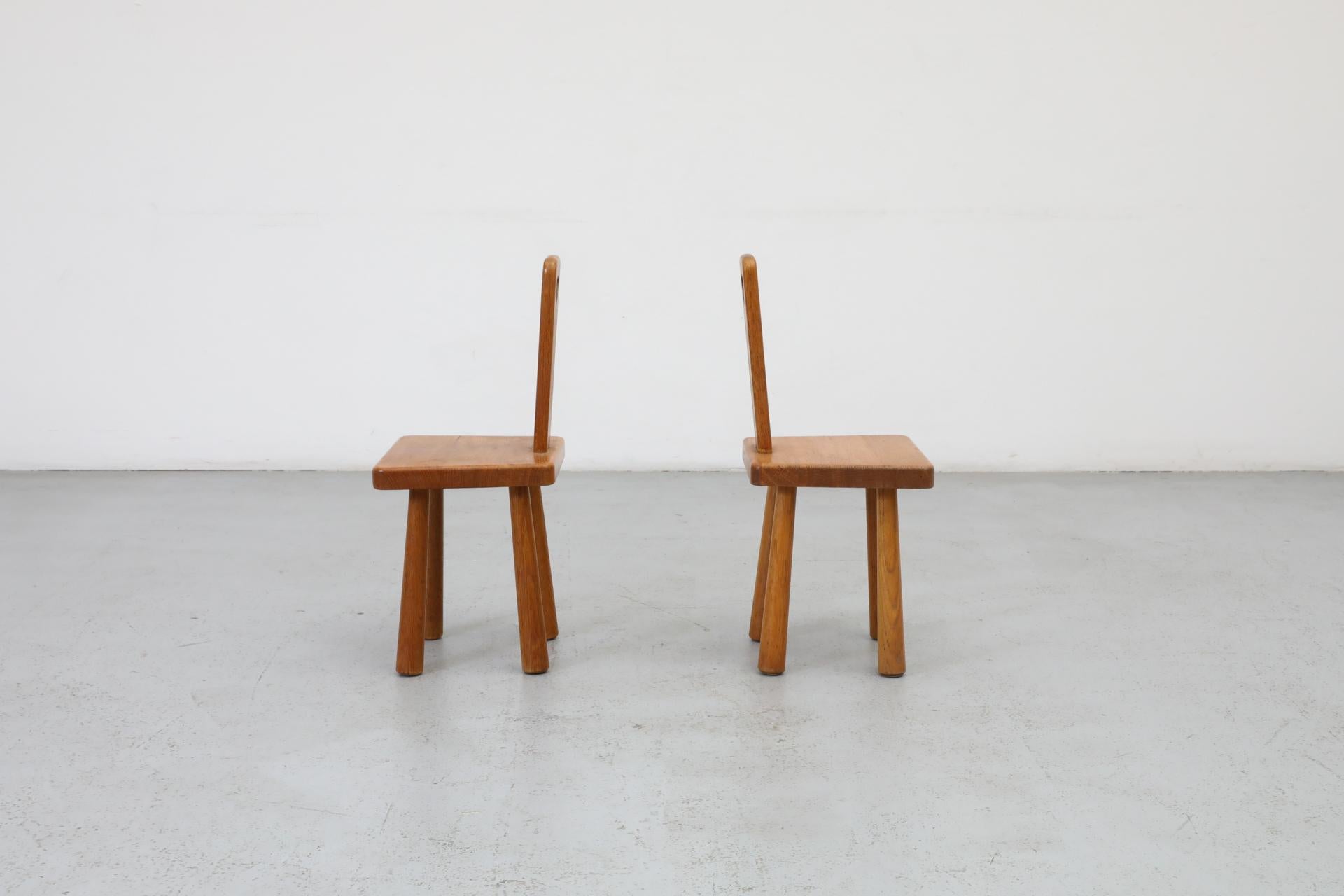 Pair of Dutch Mid-Century Oak Mini Pierre Chapo Style Fireside Chairs, 1960s 1