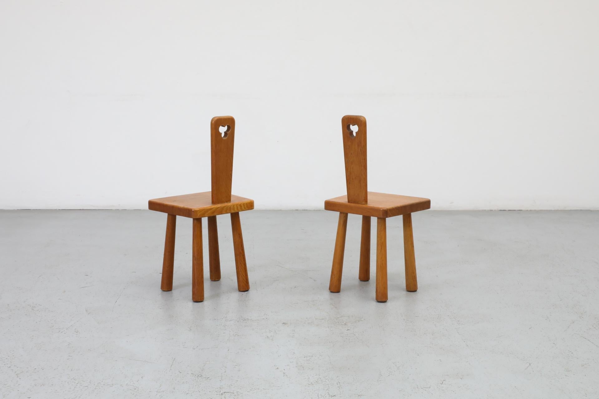 Pair of Dutch Mid-Century Oak Mini Pierre Chapo Style Fireside Chairs, 1960s 2