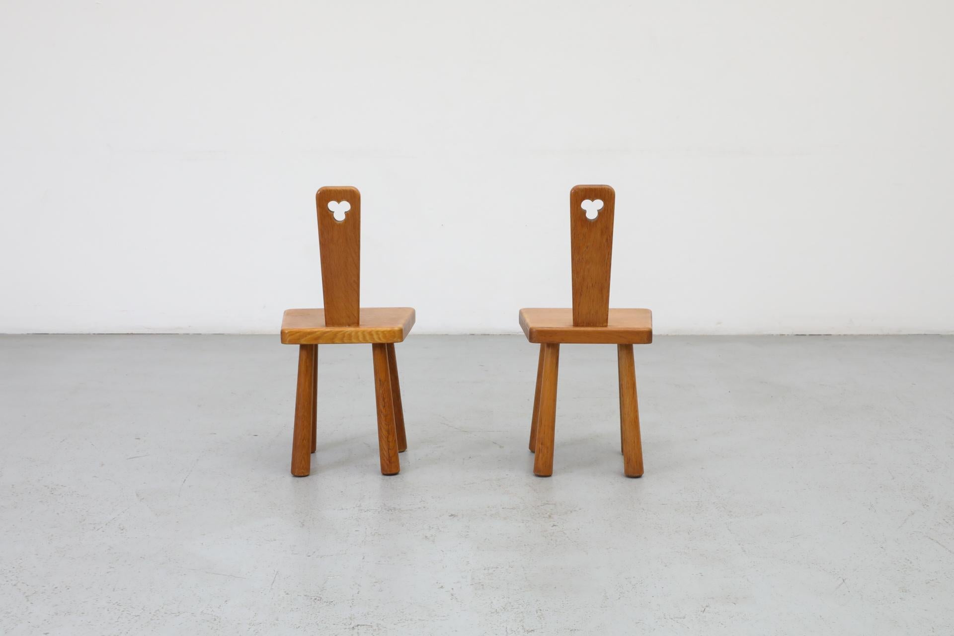 Pair of Dutch Mid-Century Oak Mini Pierre Chapo Style Fireside Chairs, 1960s 3