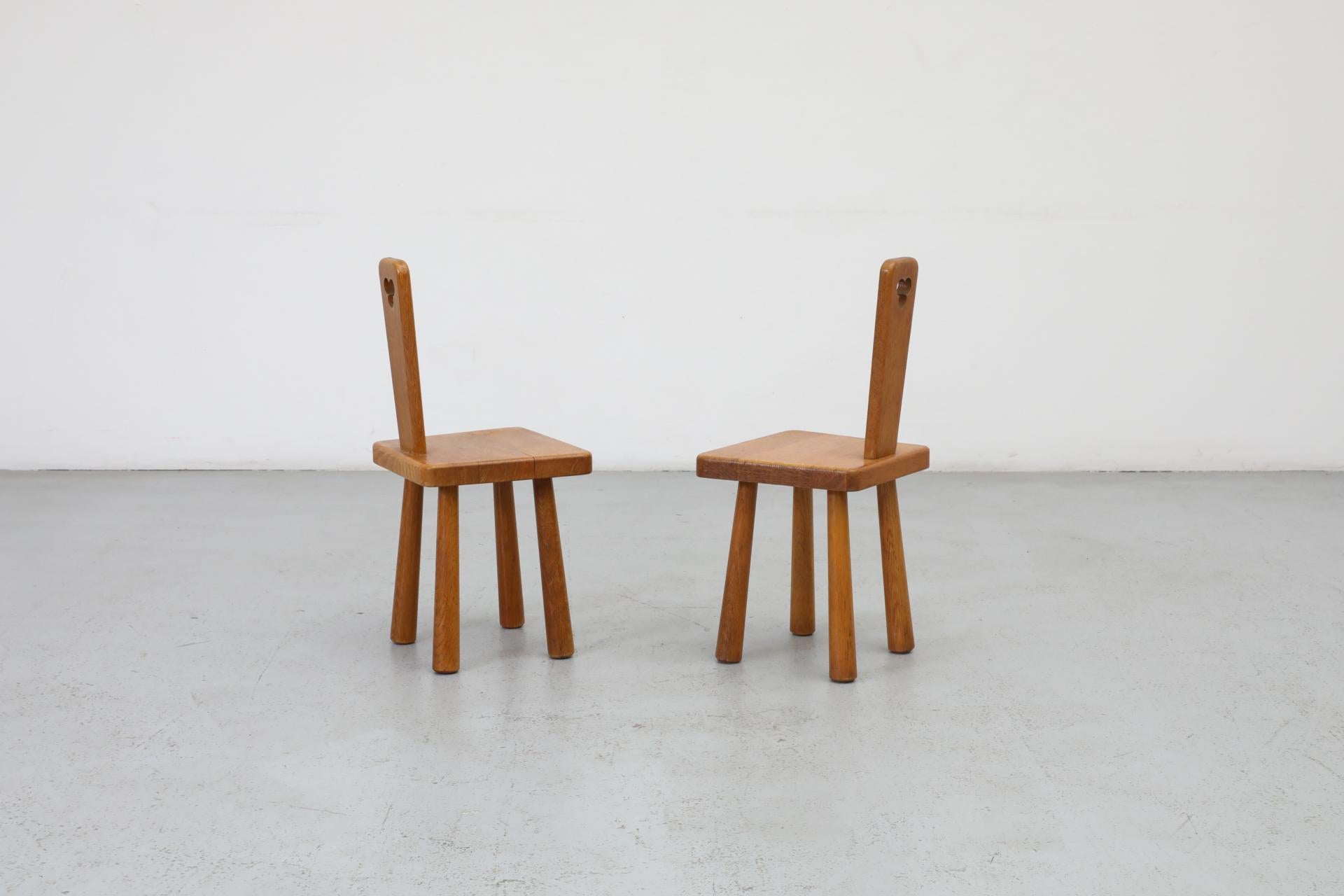 Pair of Dutch Mid-Century Oak Mini Pierre Chapo Style Fireside Chairs, 1960s 4