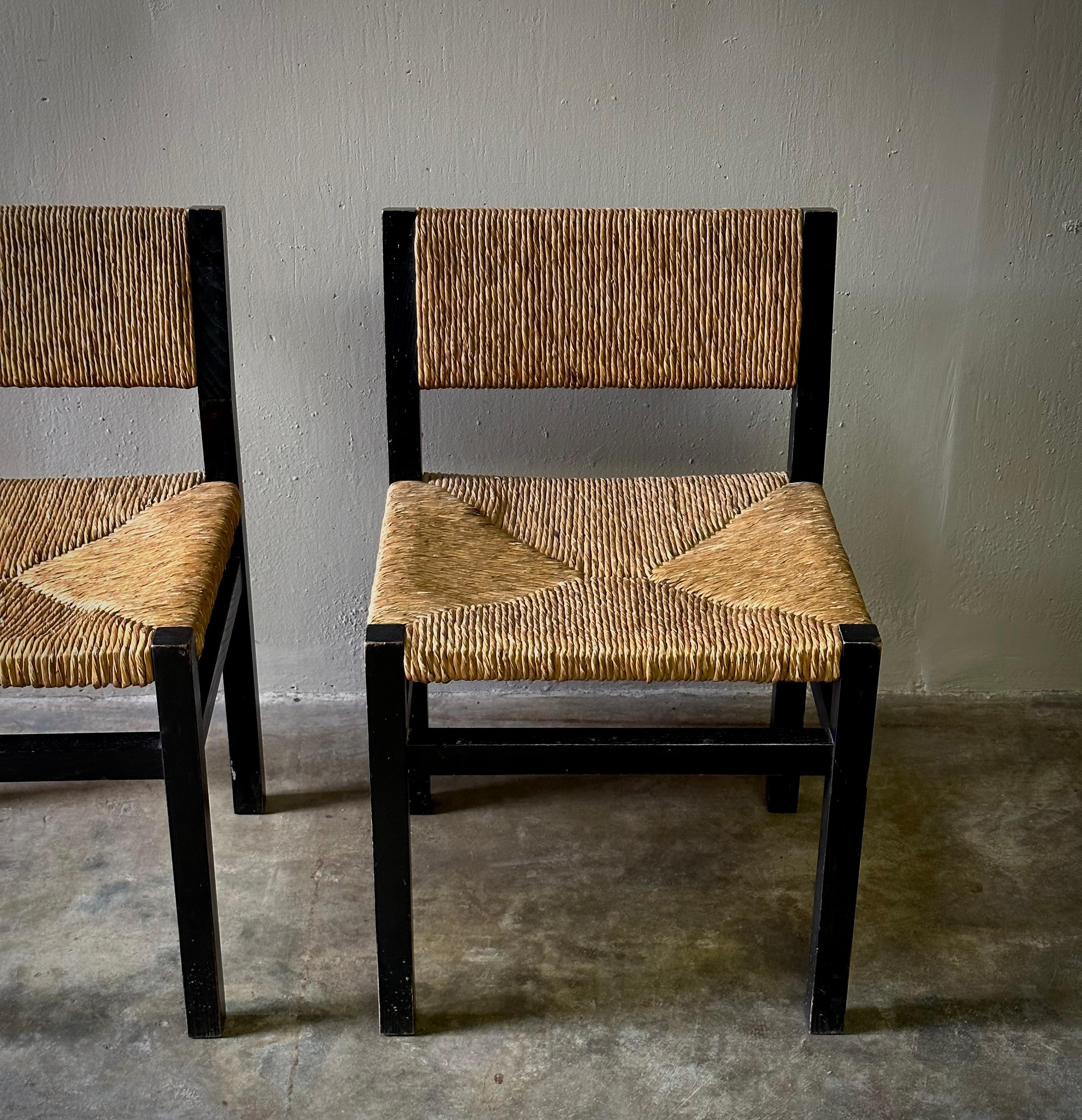 Pair of Dutch Mid-Century Wenge Dining Chairs For Sale 1