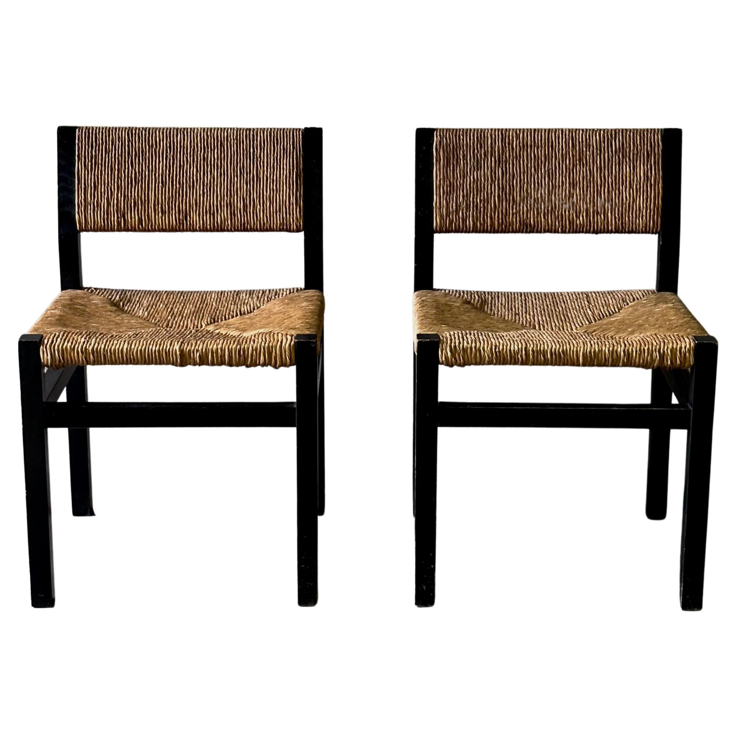 Pair of Dutch Mid-Century Wenge Dining Chairs For Sale