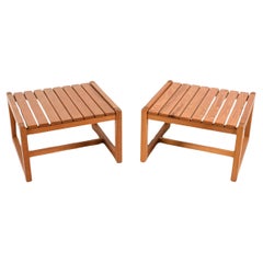 Pair of Dutch Modern low End side tables or Nightstands in solid slatted pine