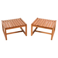 Pair of Dutch Modern low End side tables or Nightstands in solid slatted pine
