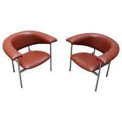 Pair of Dutch Modernist Design Lounge Chairs in Chrome by Rudolf Wolf, 1960s