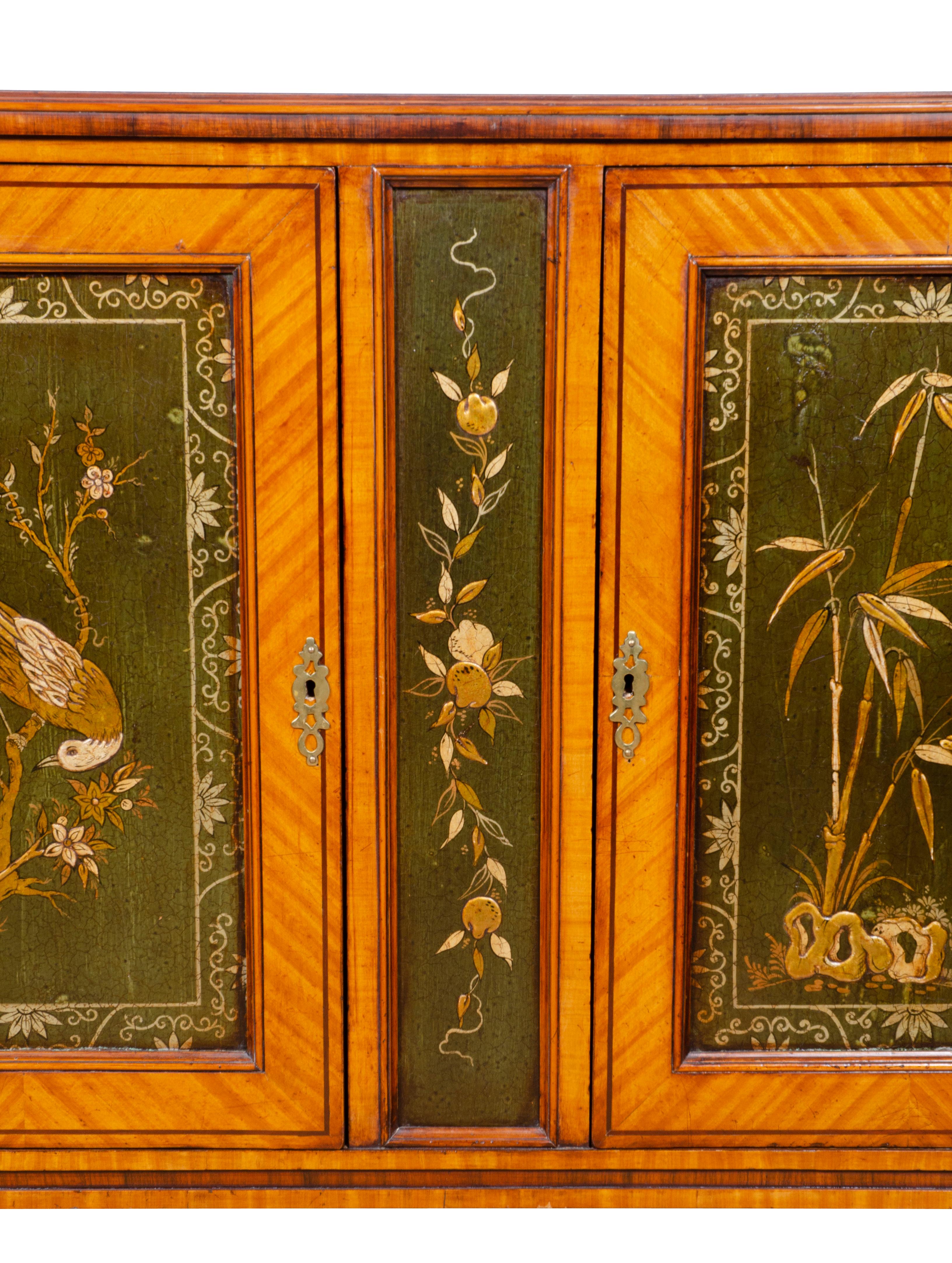 Pair of Dutch Neoclassic Satinwood and Japanned Cabinets For Sale 13