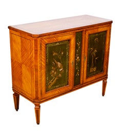 Pair of Dutch Neoclassic Satinwood and Japanned Cabinets