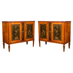 Pair of Dutch Neoclassic Satinwood and Japanned Cabinets