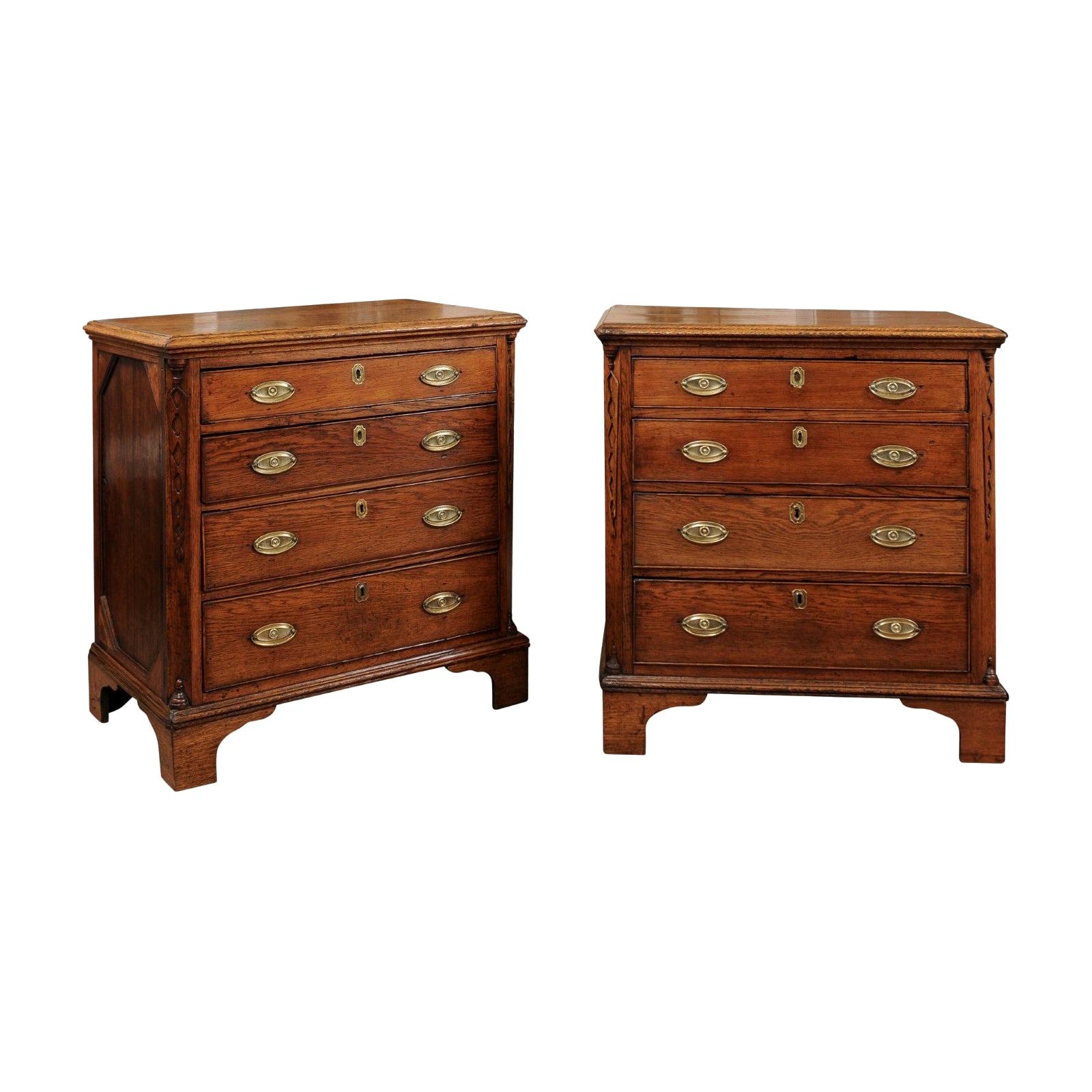 Pair of Dutch Oak 4-Drawer Commodes, circa 1790