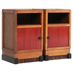 Pair of Dutch Oak Art Deco Haagse School Night Stands by J.J.Zijfers, 1920s