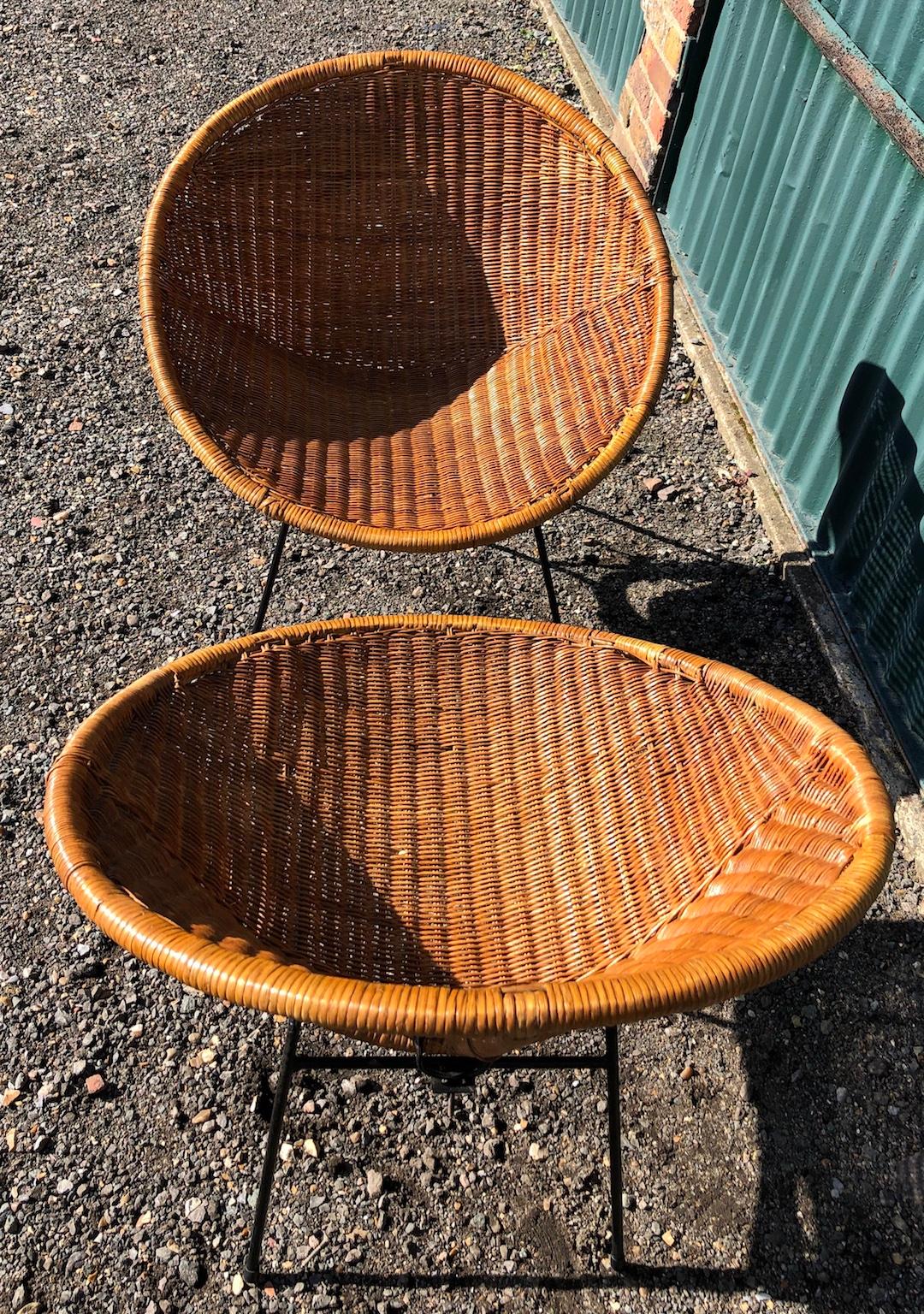Pair of Mid Century Dutch Rattan Tub / Satellite Chairs, Rohe Noordwolde, 1960s 7