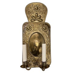 Pair of Dutch Repousse Sconces