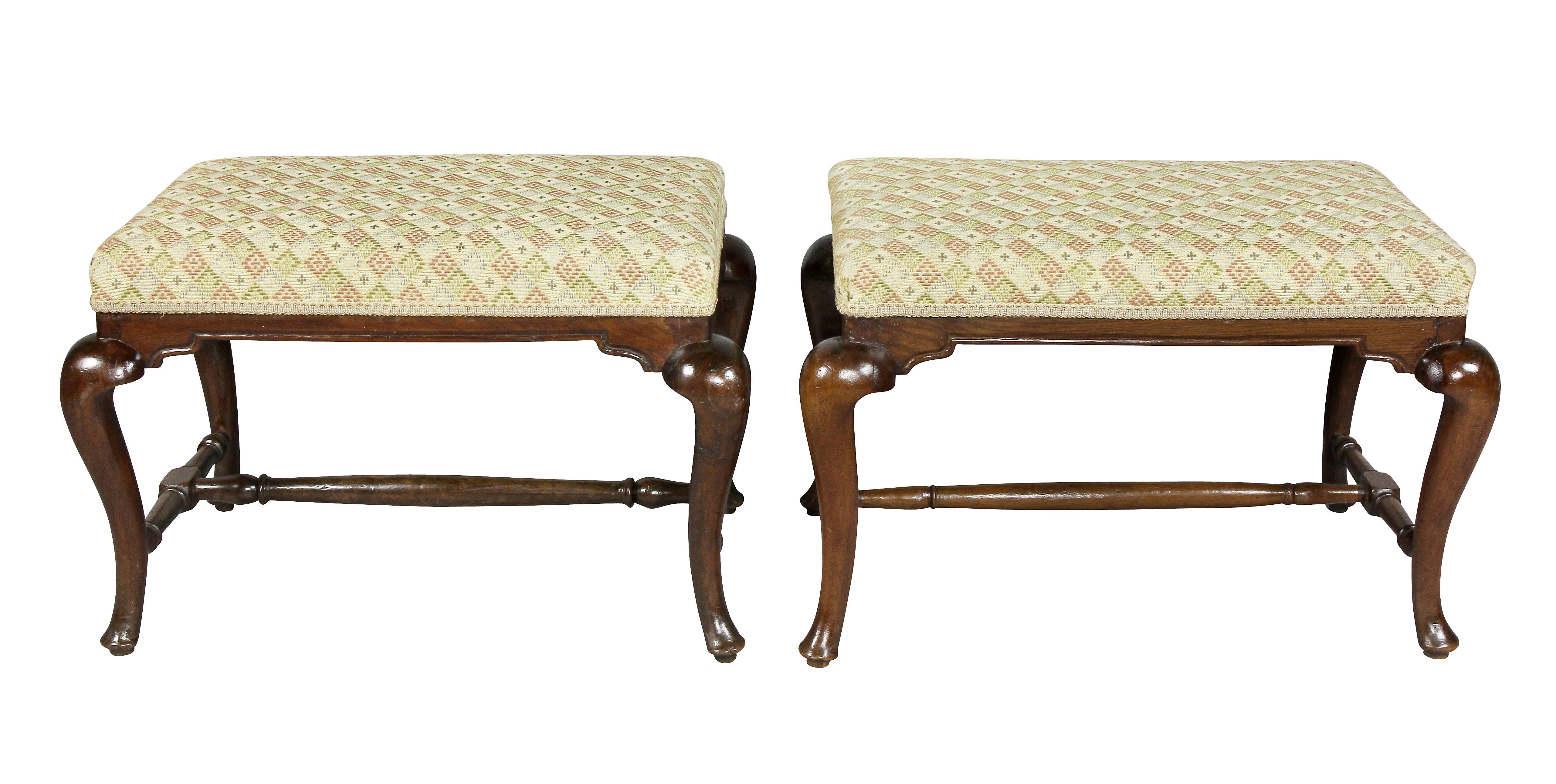 Pair of Dutch Rococo Walnut Benches In Good Condition In Essex, MA