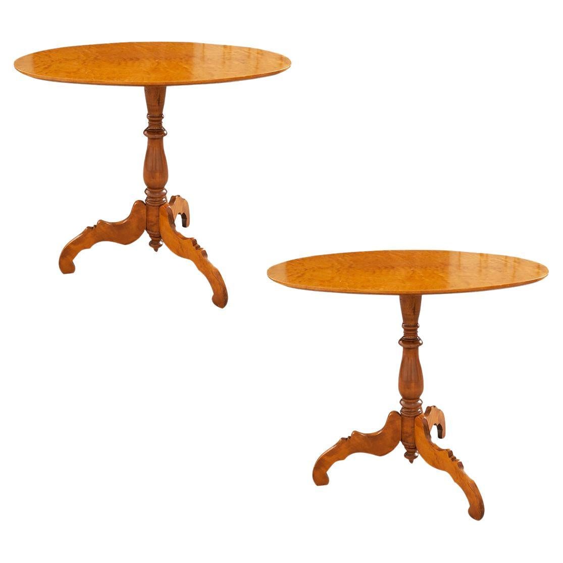 Pair of Dutch Satinwood Oval Tables For Sale