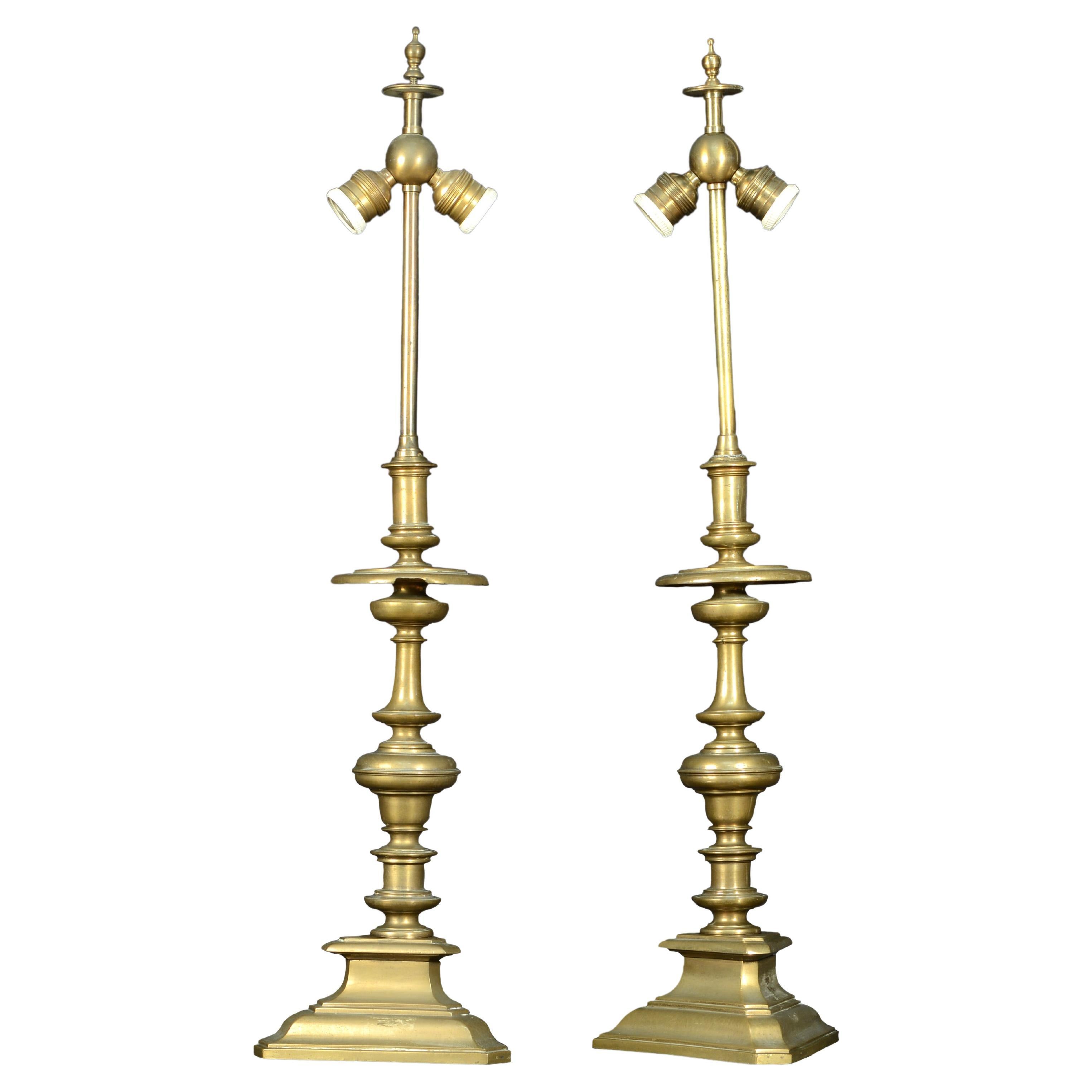 Pair of Dutch Style Candlesticks, 18th Century, Bronze For Sale