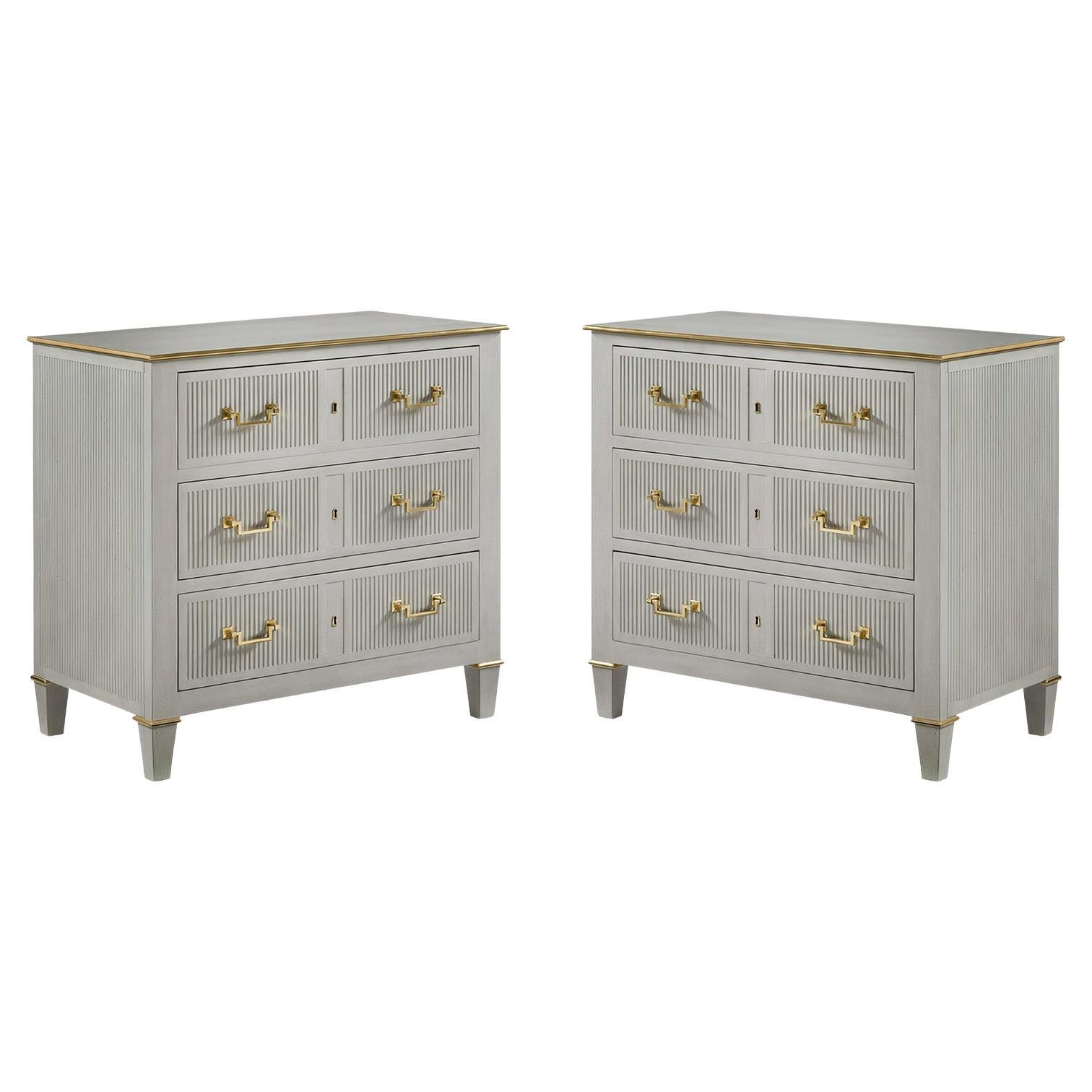 Pair of Dutch Transitional Painted Bedside Chests For Sale