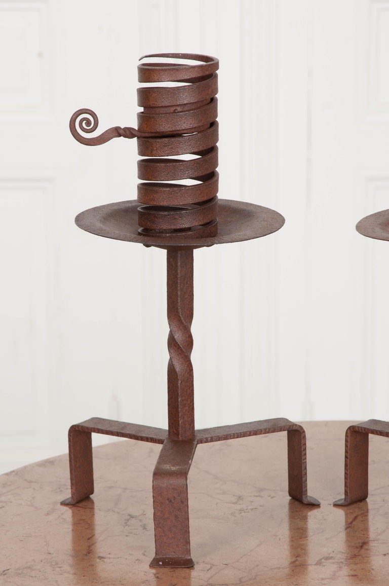 Pair of Dutch WroughtIron Courting Candlesticks at 1stDibs