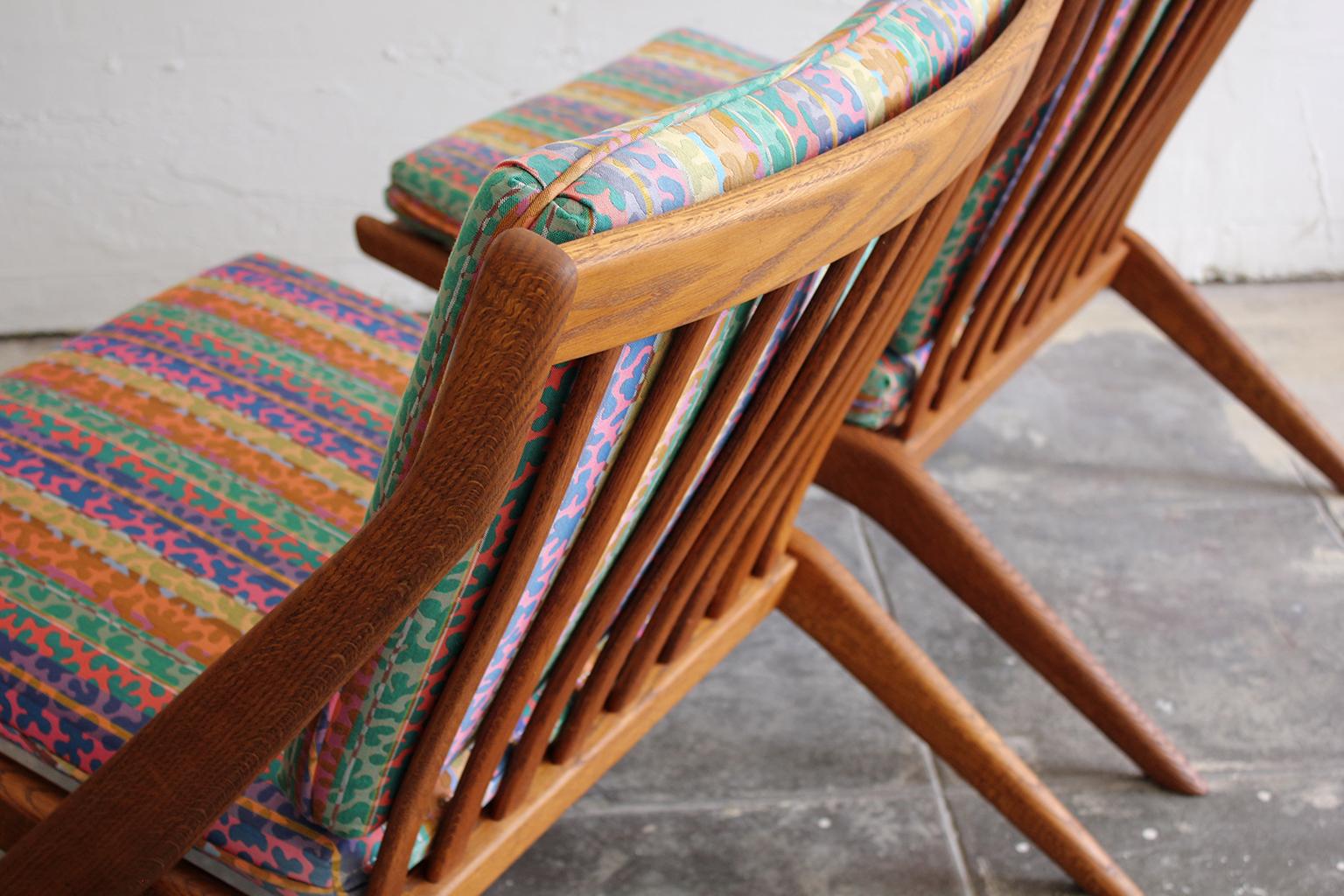 Pair of DUX Scissor Chairs by Folke Ohlsson Missoni or Jack Lenor Larsen Fabric 2