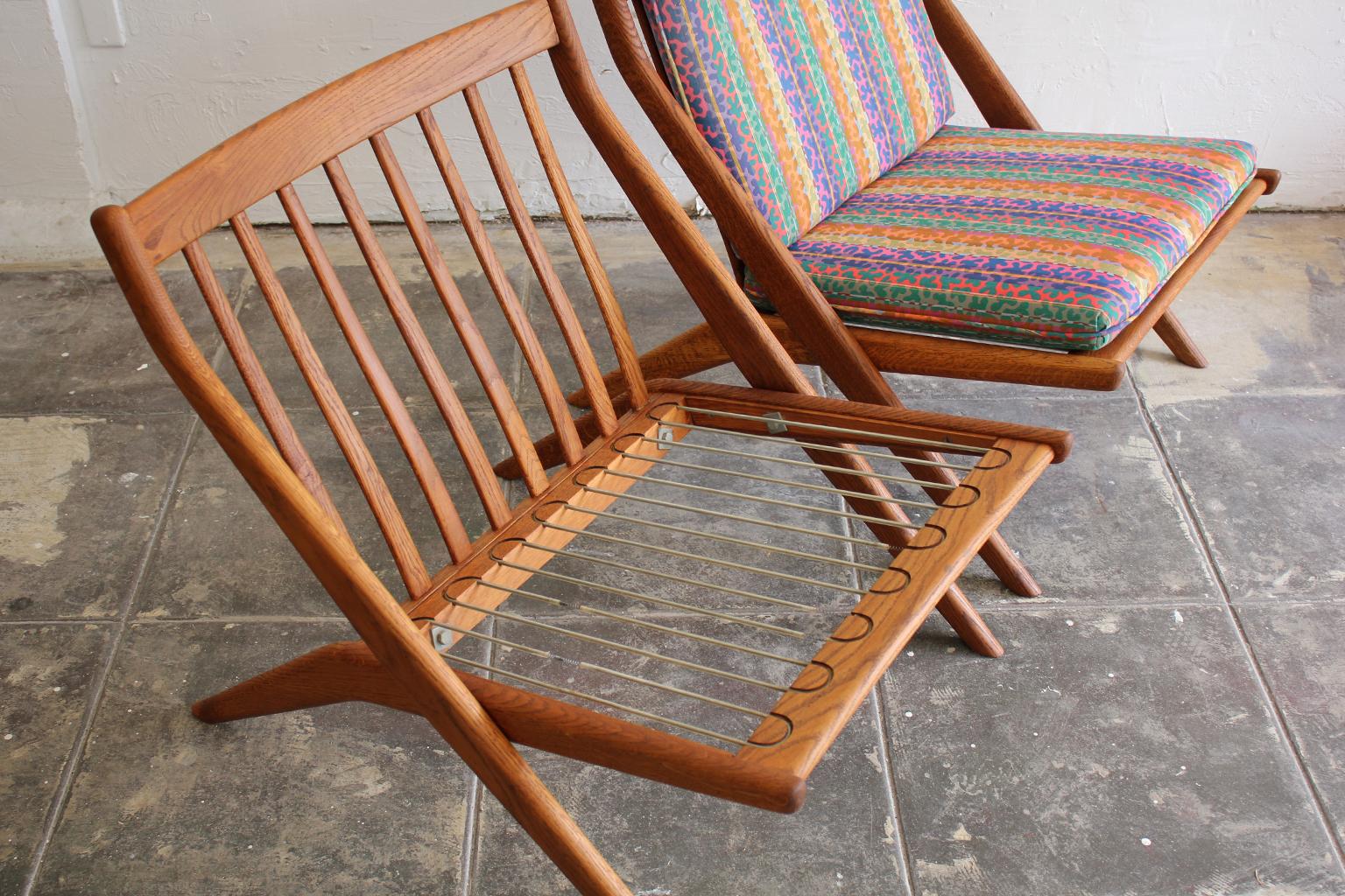 Pair of DUX Scissor Chairs by Folke Ohlsson Missoni or Jack Lenor Larsen Fabric 4