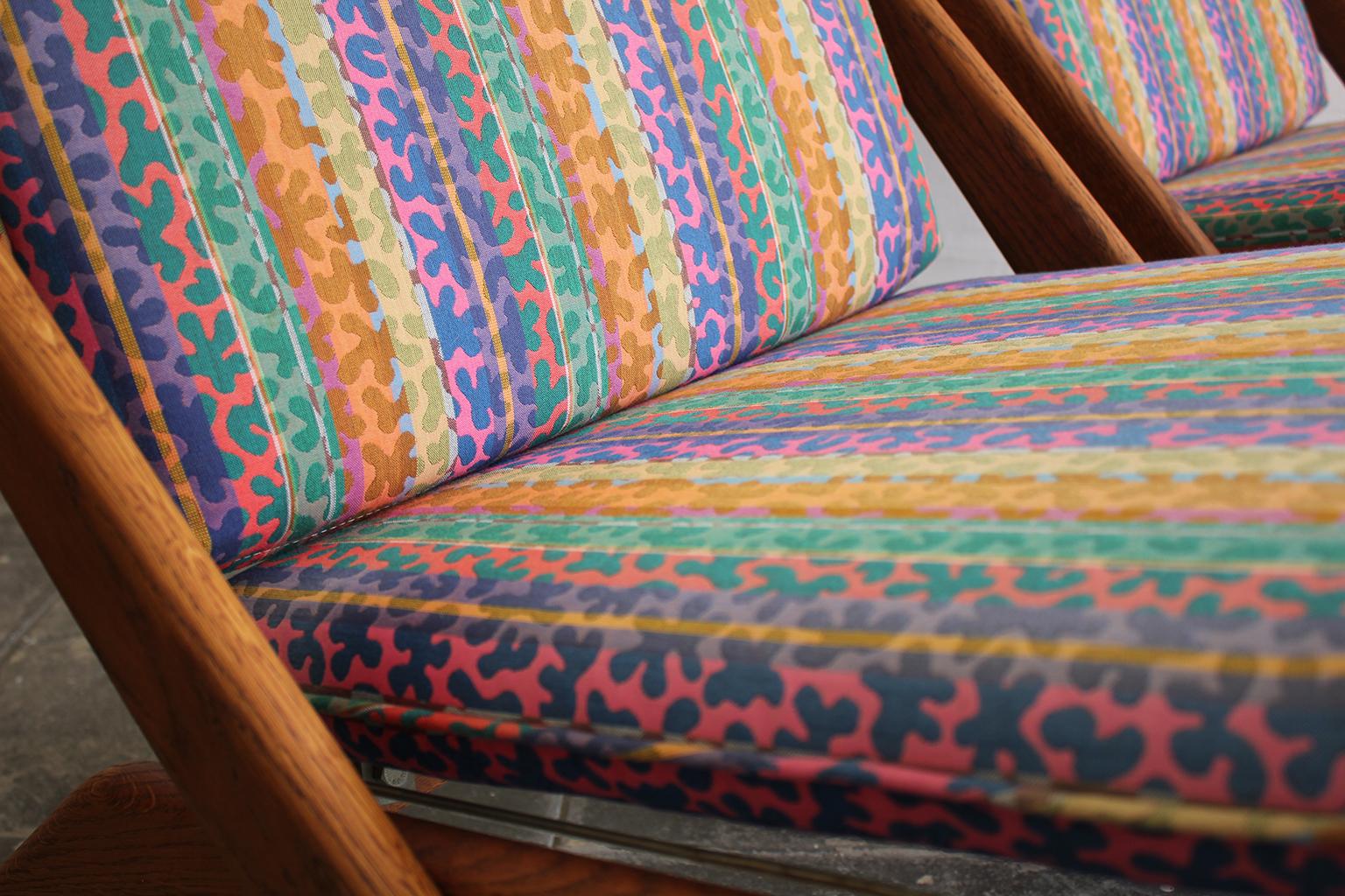 Pair of DUX Scissor Chairs by Folke Ohlsson Missoni or Jack Lenor Larsen Fabric In Good Condition In San Diego, CA