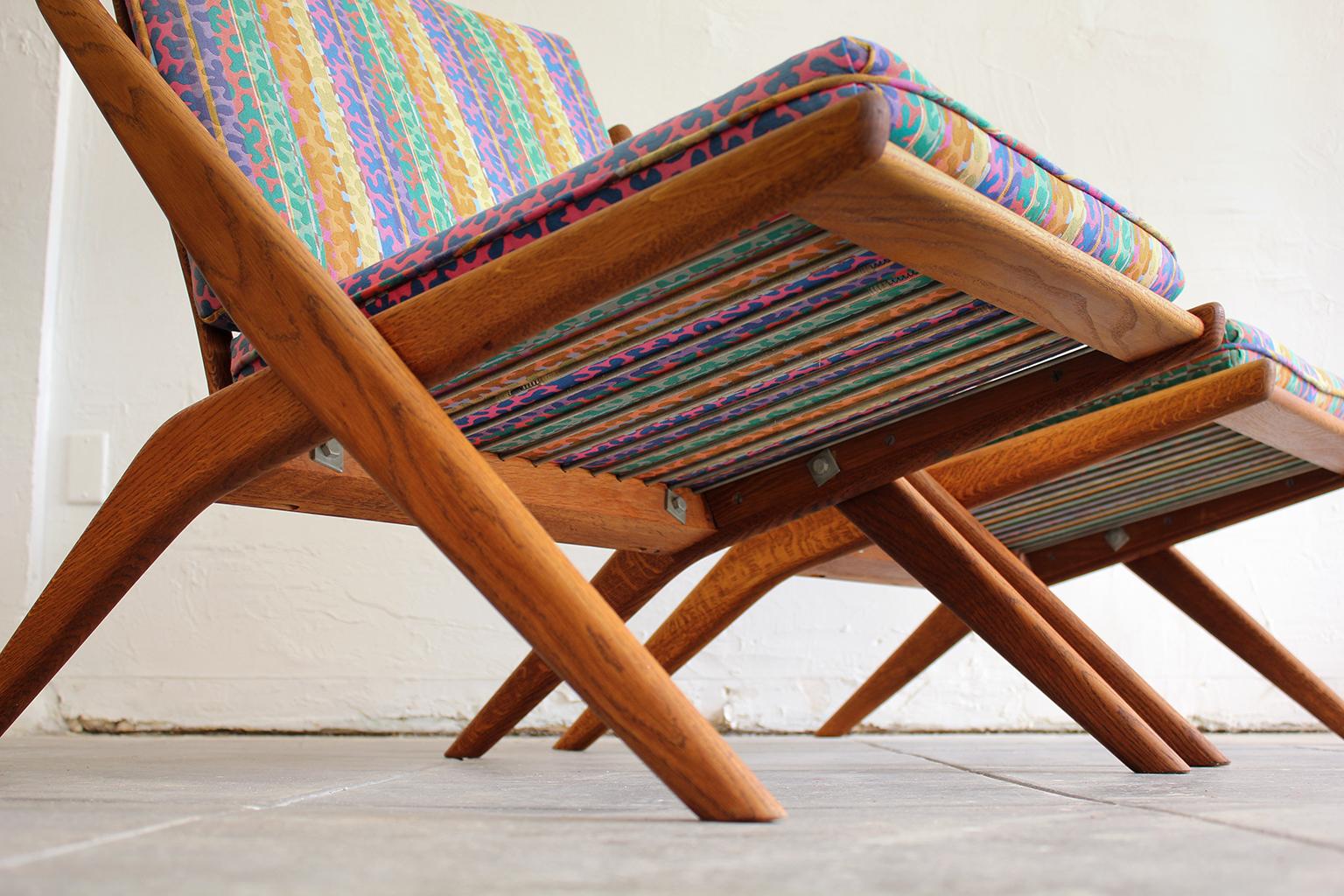 20th Century Pair of DUX Scissor Chairs by Folke Ohlsson Missoni or Jack Lenor Larsen Fabric