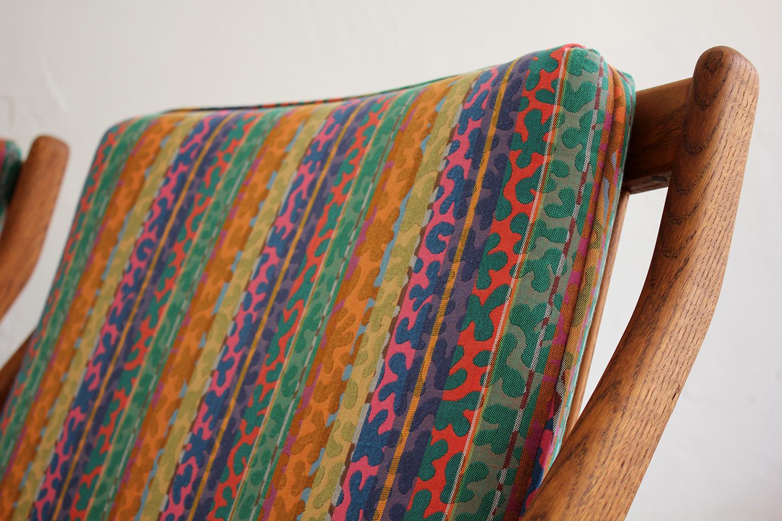 Pair of DUX Scissor Chairs by Folke Ohlsson Missoni or Jack Lenor Larsen Fabric 1