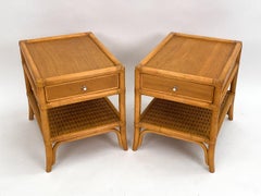 Pair of DUX Swedish Mid-Century Bamboo End Tables or Nightstands