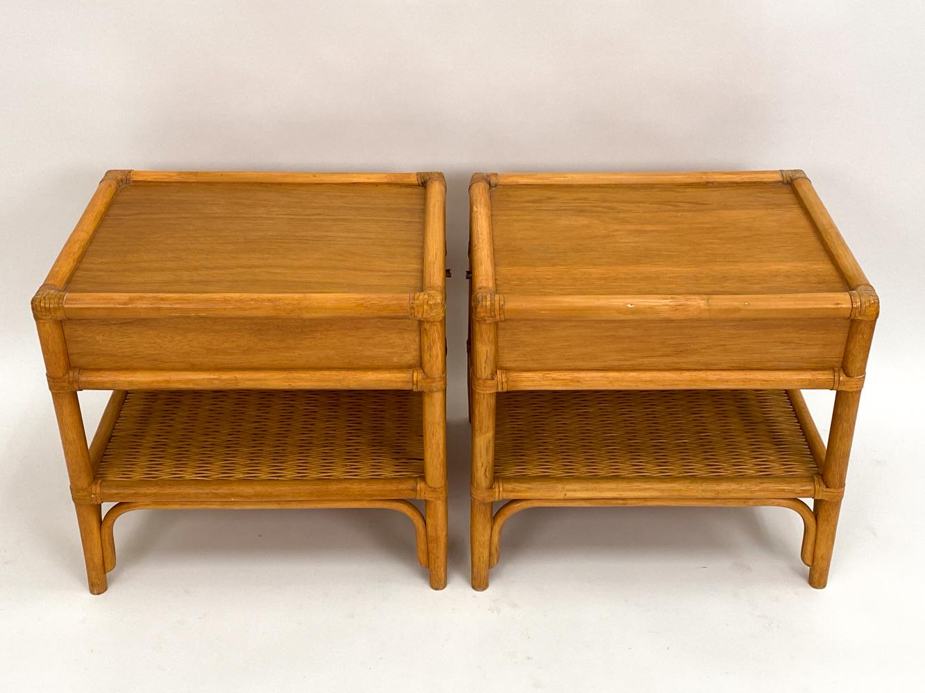 Pair of DUX Swedish Mid-Century Bamboo End Tables or Nightstands For Sale 2
