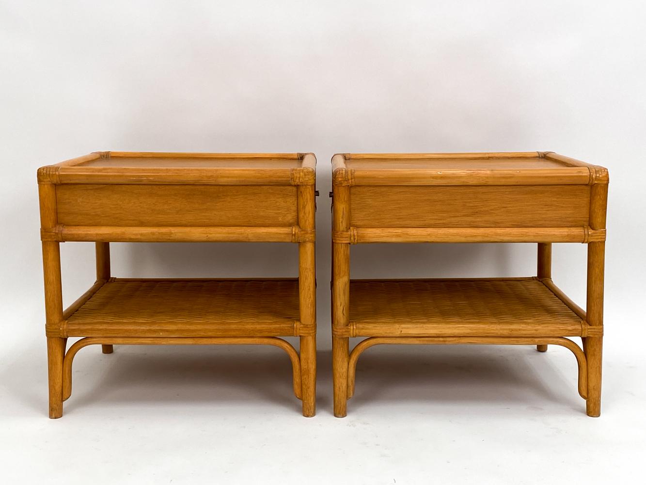 Pair of DUX Swedish Mid-Century Bamboo End Tables or Nightstands For Sale 3