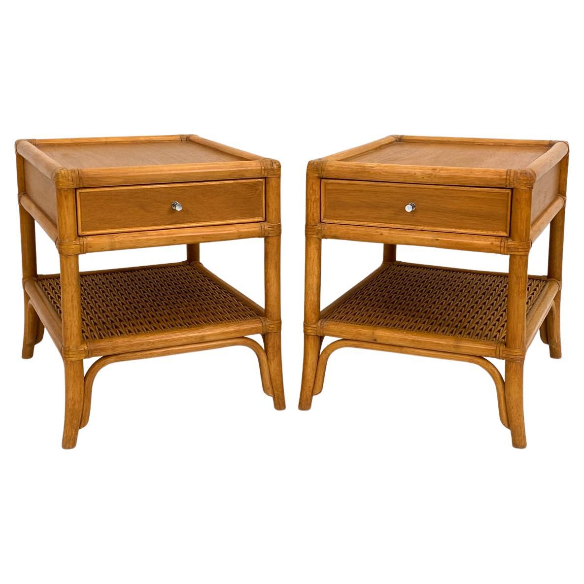 Pair of DUX Swedish Mid-Century Bamboo End Tables or Nightstands For Sale